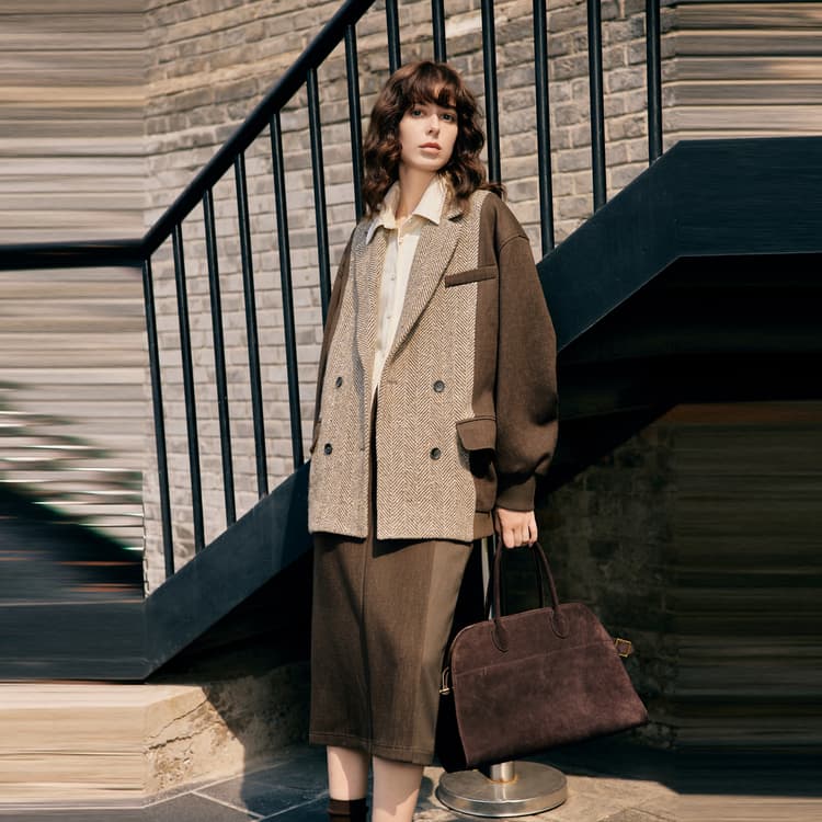 ELLE Укороченное пальто женское бежевый кофейный - изображение 4