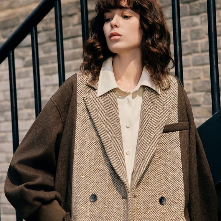 ELLE Укороченное пальто женское бежевый кофейный - изображение 6