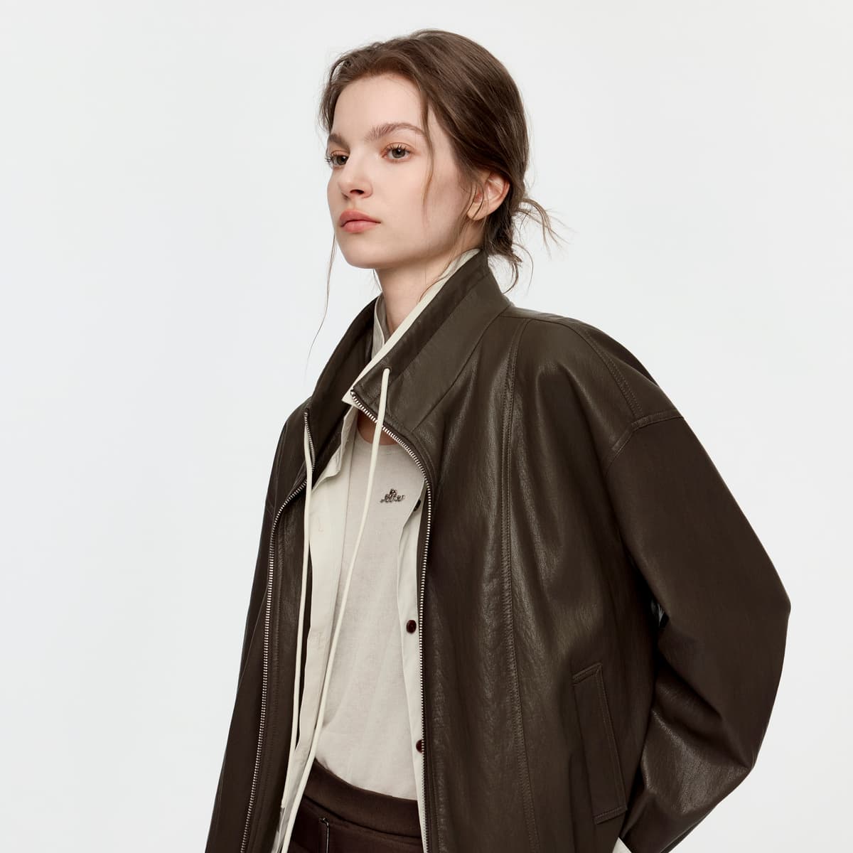 ELLE Кофе Женские Кожаные куртки - изображение 6