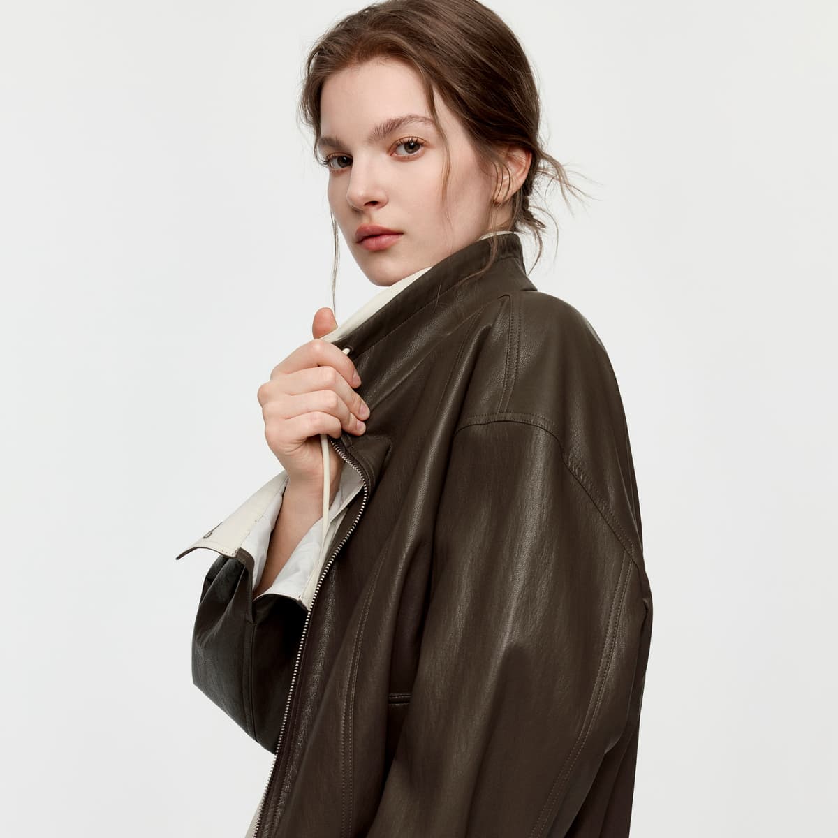 ELLE Кофе Женские Кожаные куртки - изображение 4