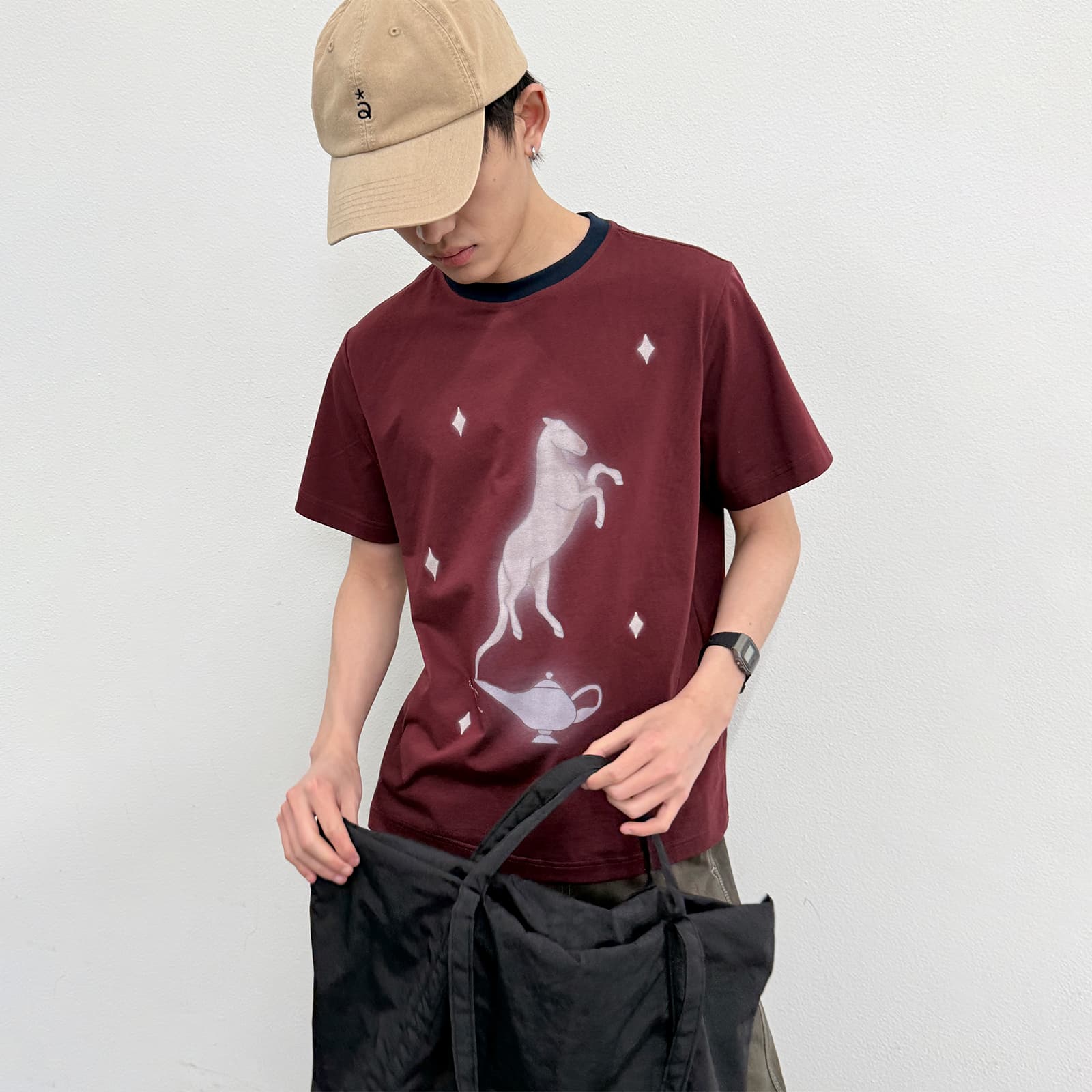 Футболка ROARINGWILD T-Shirt Унисекс Бордовый - изображение 5