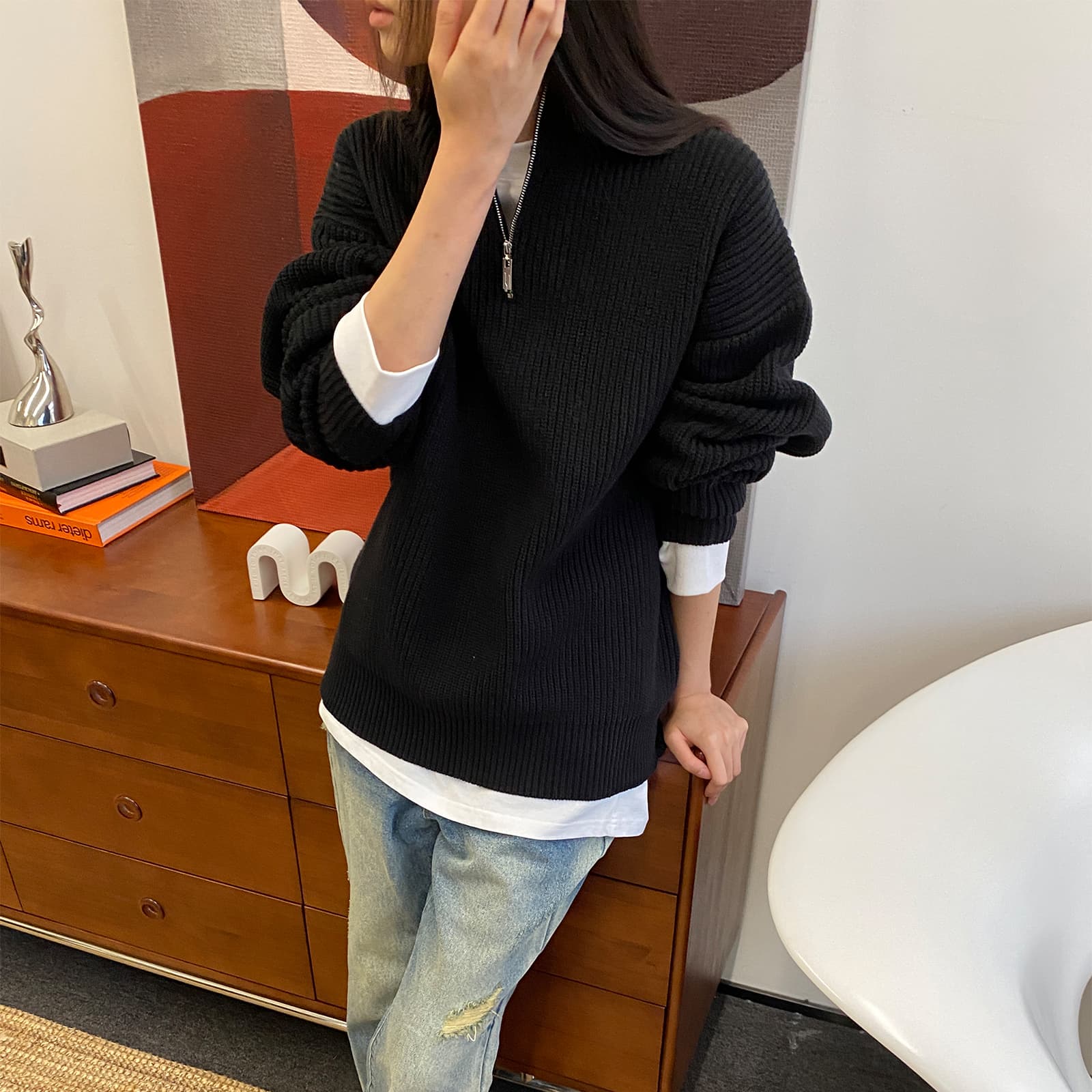 Кофта ROARINGWILD AW21 Black Sweater - изображение 4