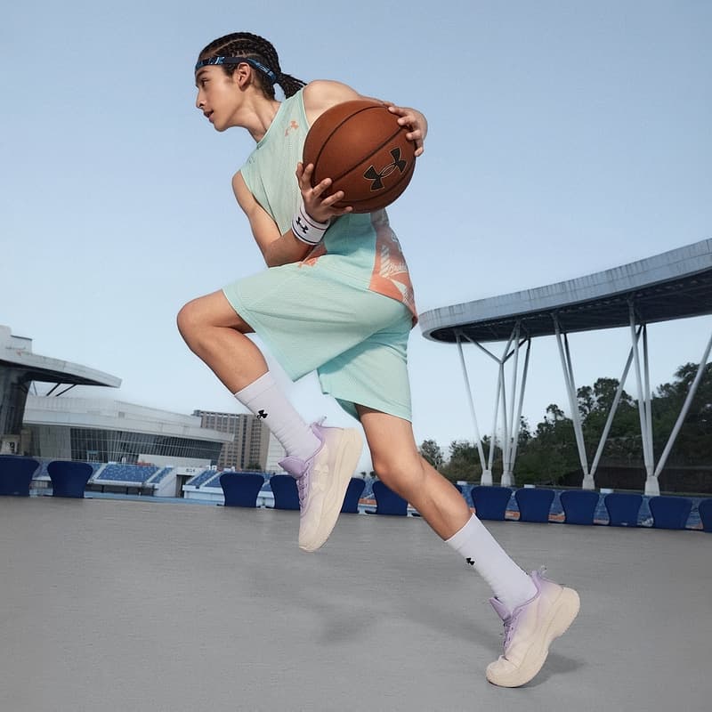 Кроссовки для баскетбола Under Armour Running Collection Детские баскетбольные кроссовки Low Топ Фиолетовый Kids - изображение 3