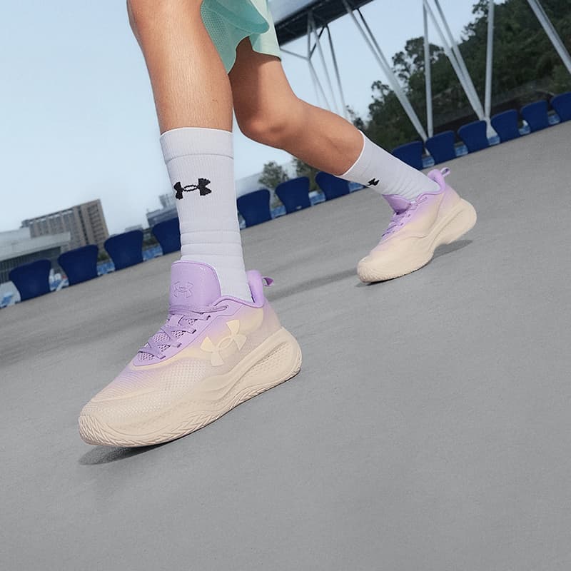 Кроссовки для баскетбола Under Armour Running Collection Детские баскетбольные кроссовки Low Топ Фиолетовый Kids - изображение 5