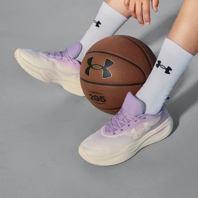 Кроссовки для баскетбола Under Armour Running Collection Детские баскетбольные кроссовки Low Топ Фиолетовый Kids - изображение 4