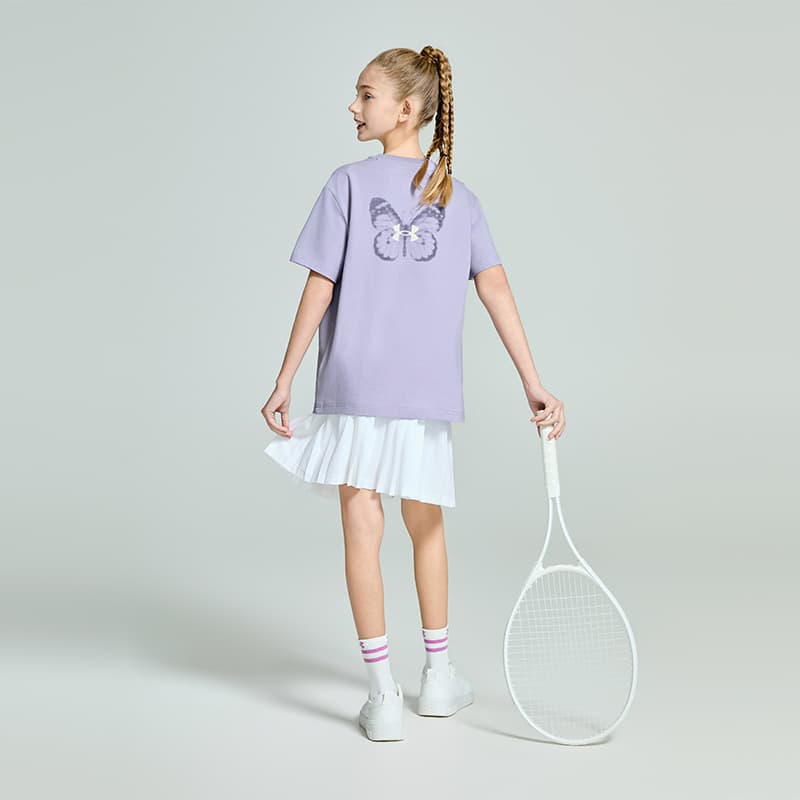 Футболка Under Armour Лаванда Фиолетовый Kids T-рубашки - изображение 5