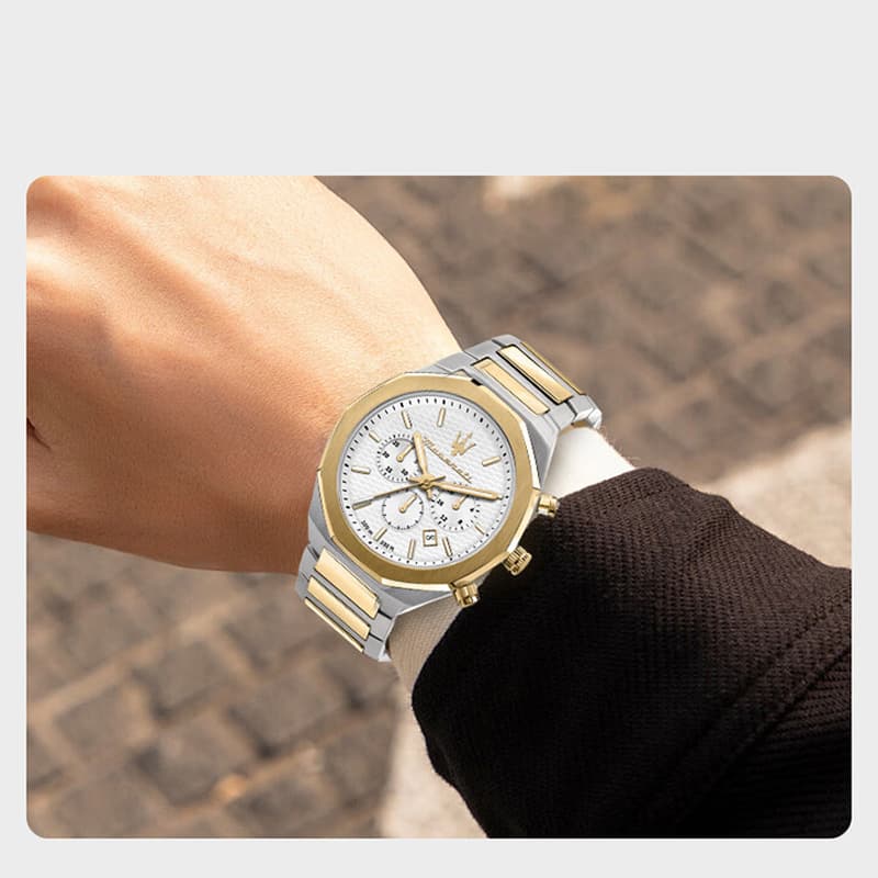 Механические часы Maserati Wind Style Collection Часы с ремешком на запястье кварцевый механизм металлический корпус белый циферблат - изображение 4