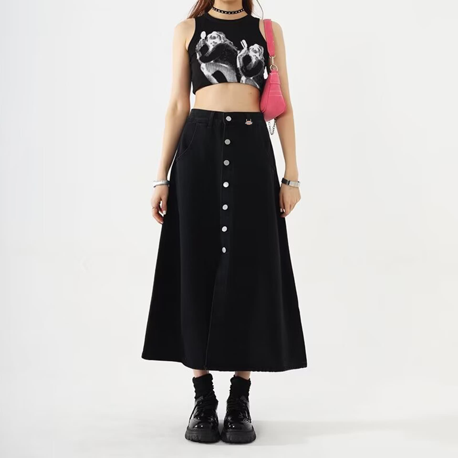 Dickies Черные Женские Джинсовые Длинные Юбки - изображение 6