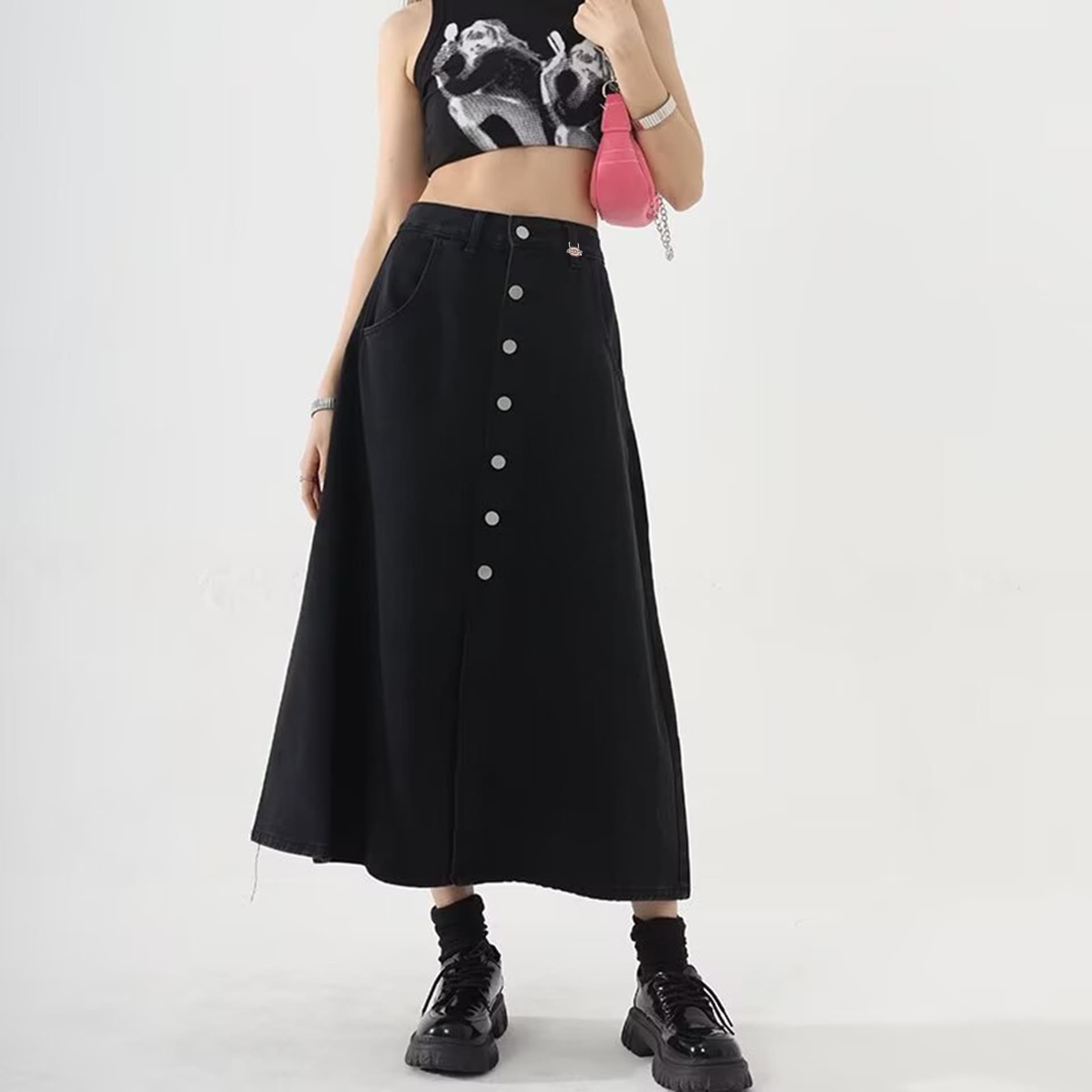 Dickies Черные Женские Джинсовые Длинные Юбки - изображение 3