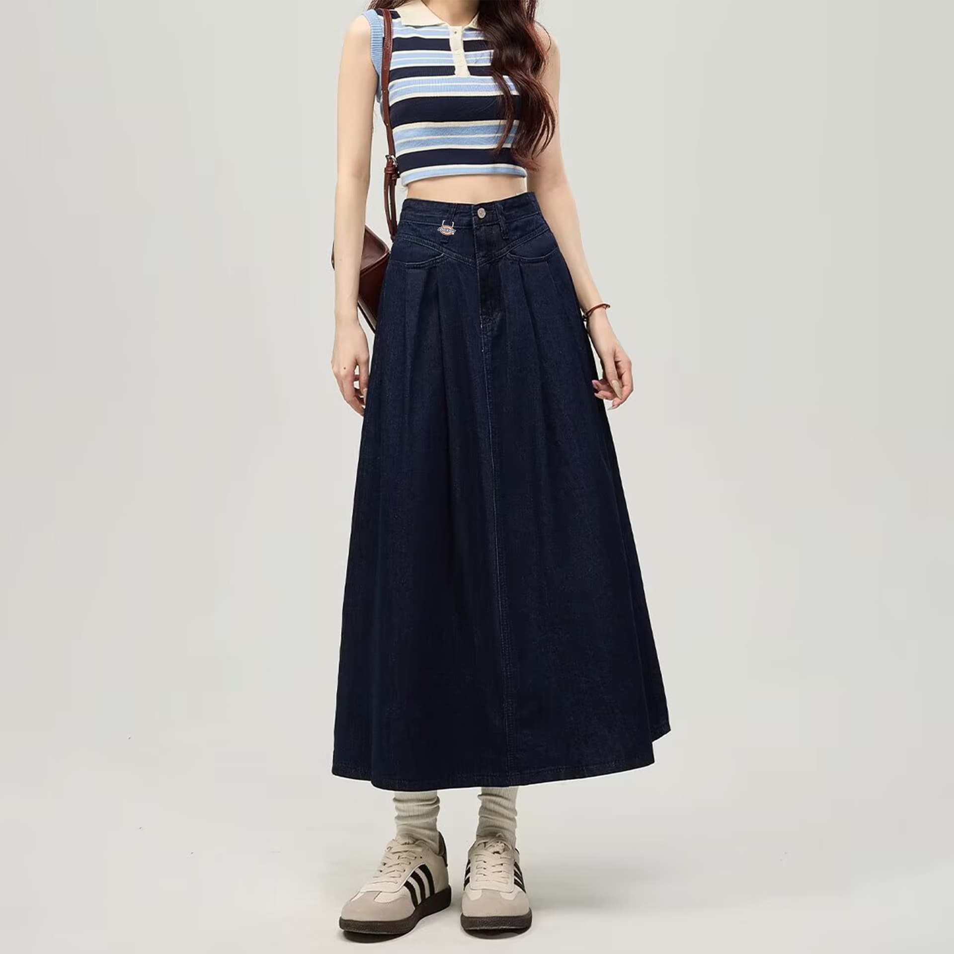 Dickies Темно-синие женские джинсовые длинные юбки - изображение 3