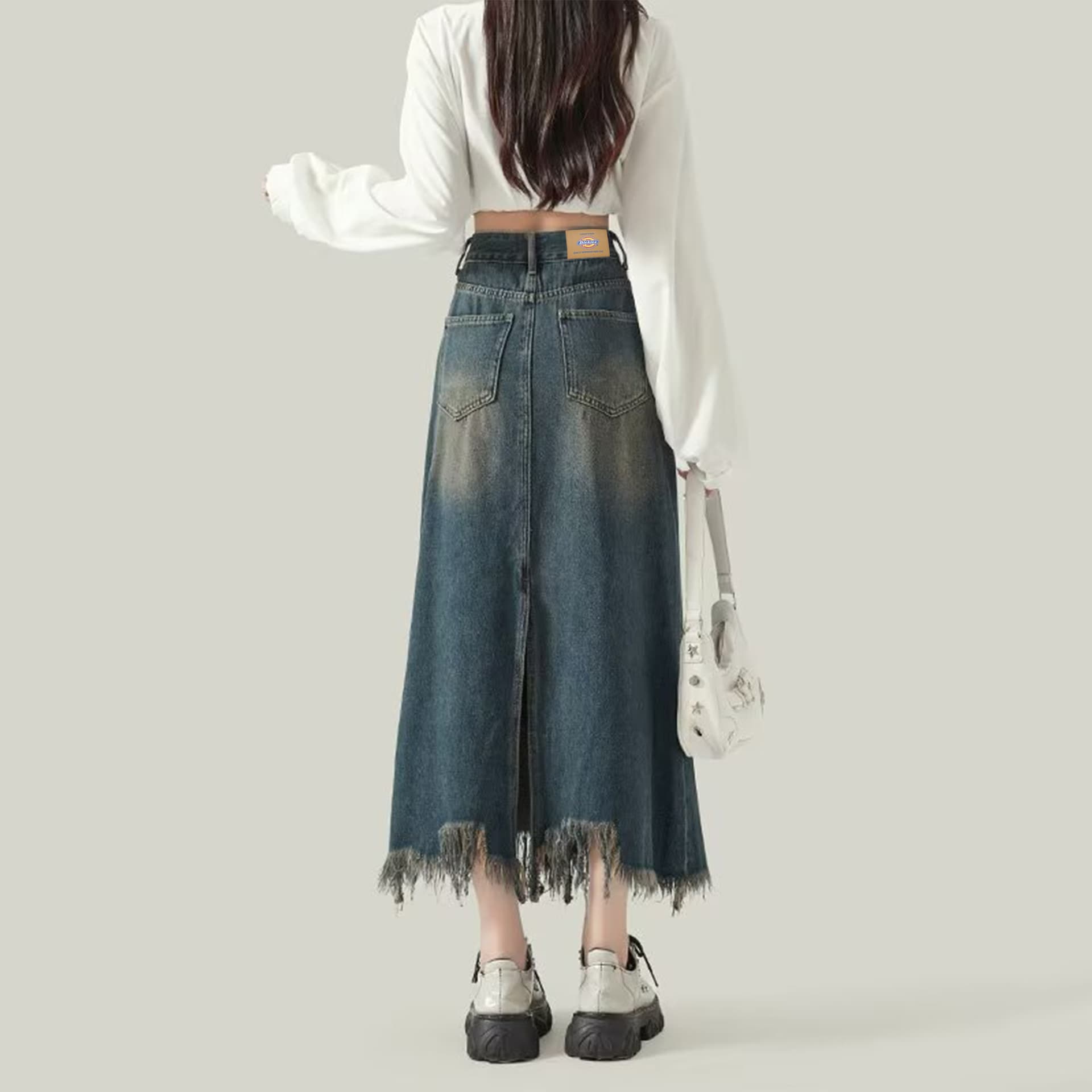 Dickies Blue Женские Джинсовые Длинные Юбки - изображение 6