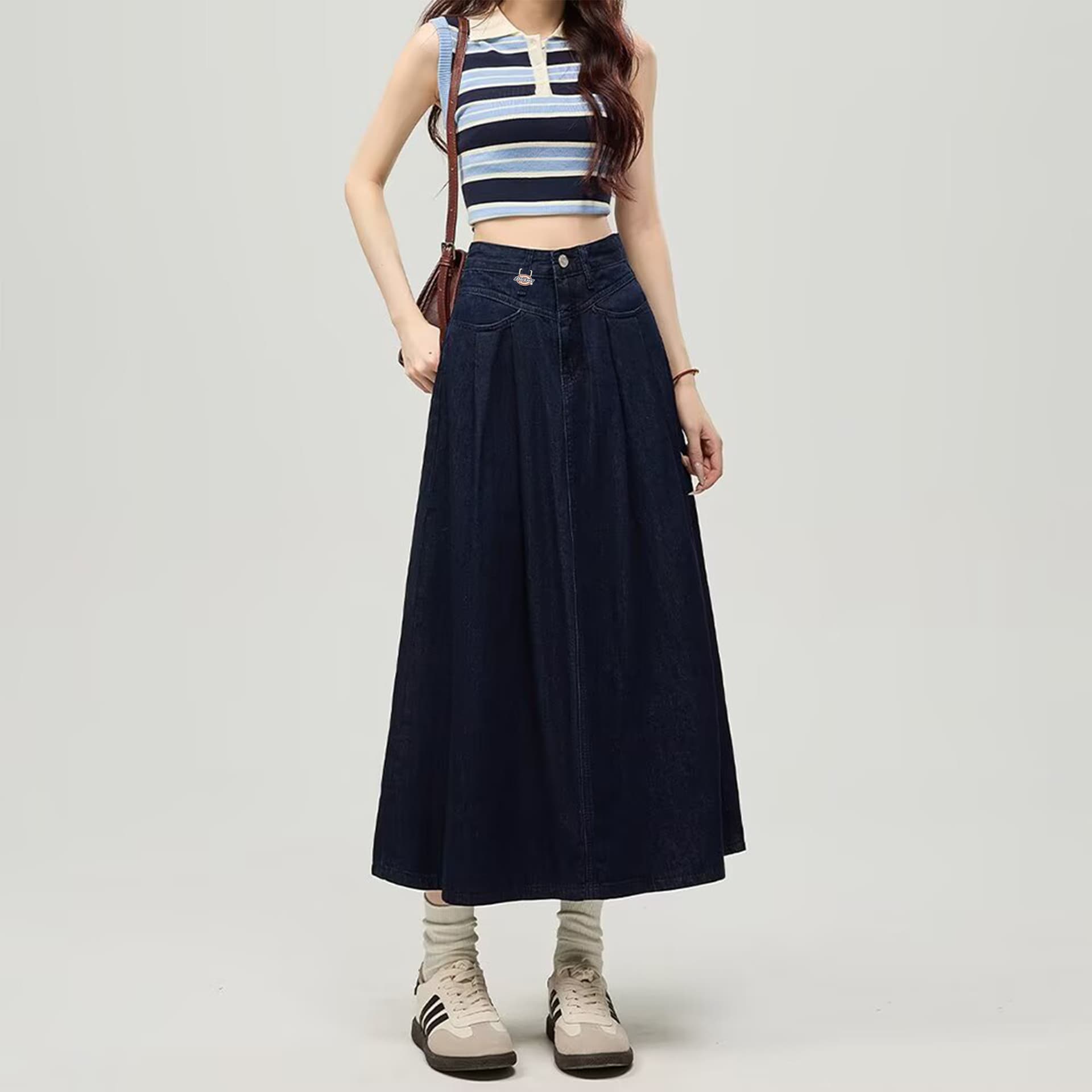 Dickies Темно-синие женские джинсовые длинные юбки - изображение 4