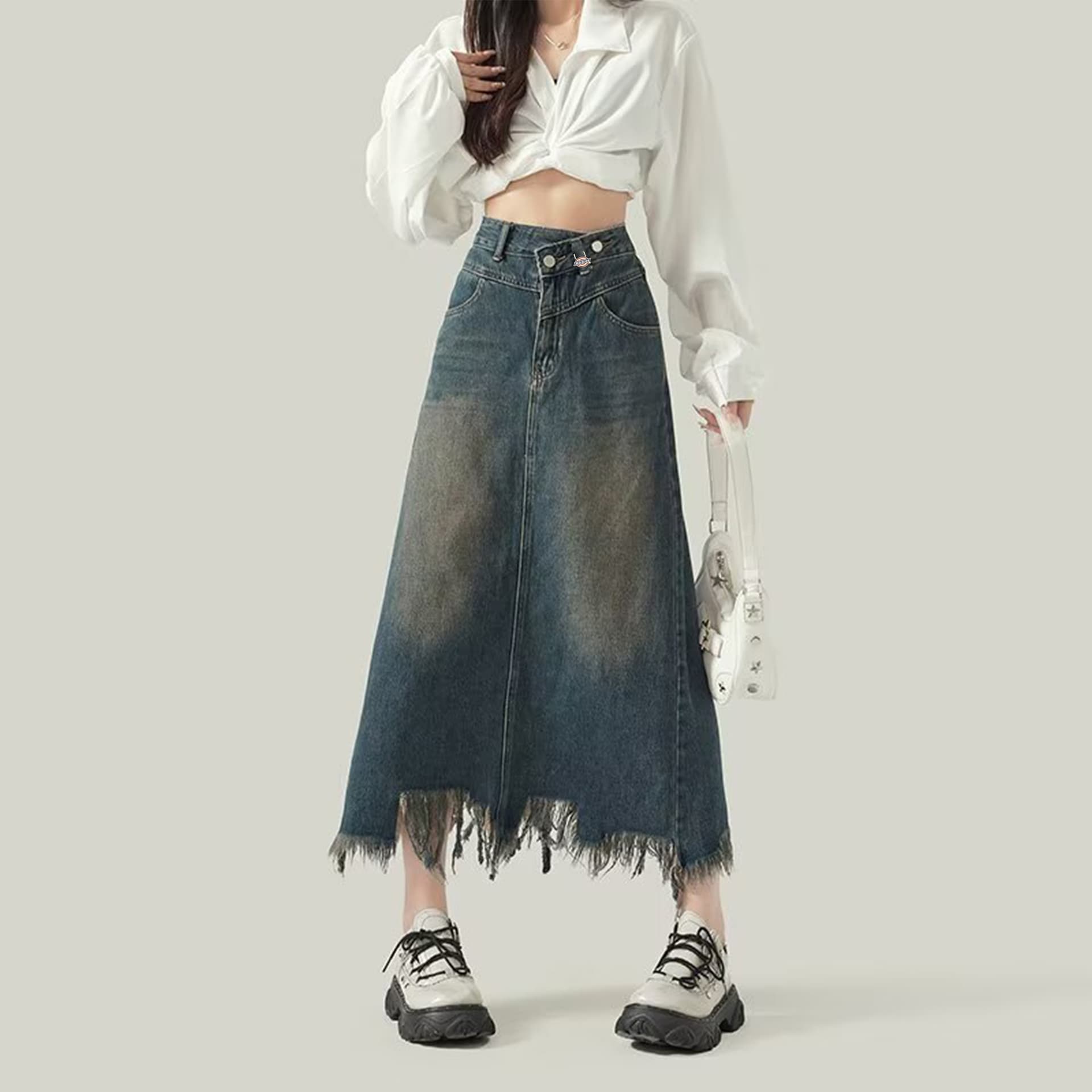 Dickies Blue Женские Джинсовые Длинные Юбки - изображение 3