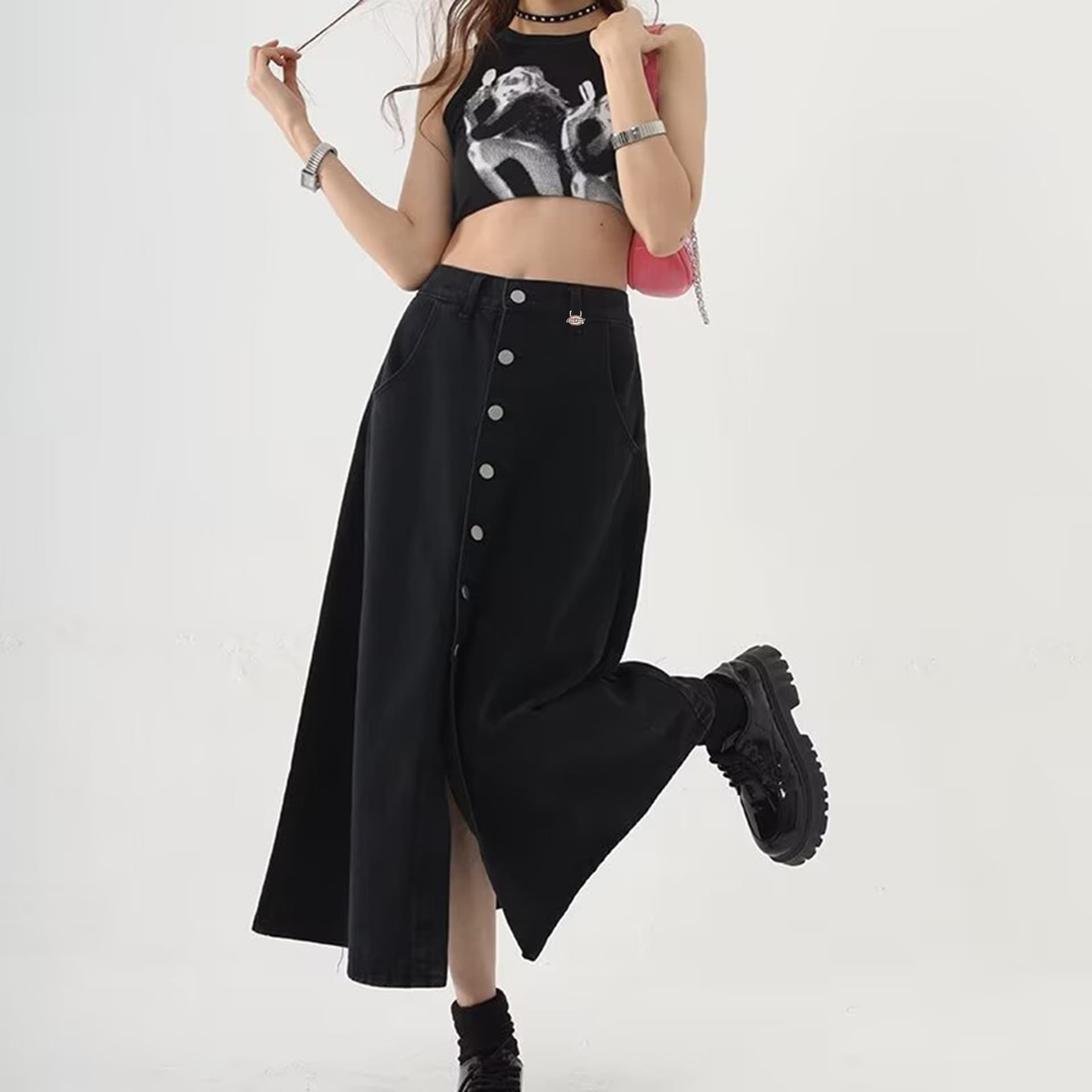 Dickies Черные Женские Джинсовые Длинные Юбки - изображение 5