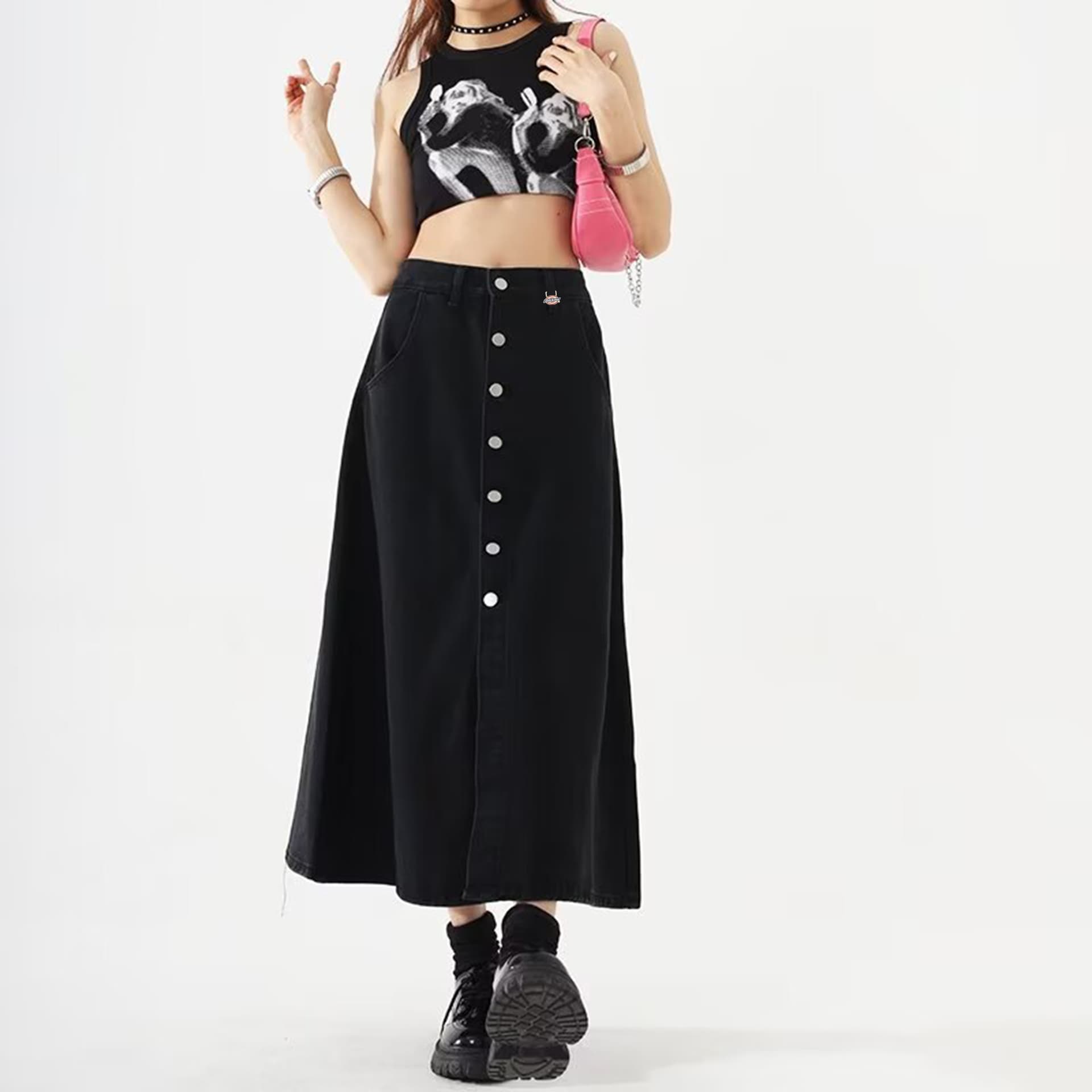 Dickies Черные Женские Джинсовые Длинные Юбки - изображение 4