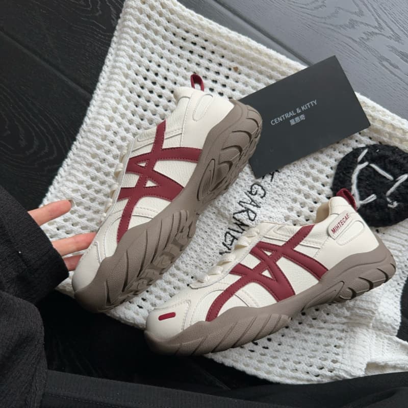 Кроссовки CENTRAL&KITTY Retro Sneakers Minimalist Beige-Red Fashion Versatile 4CM Невысокий на платформе Легкий Удобный Увеличение роста Лоу-топы Повседневный Женский - изображение 4