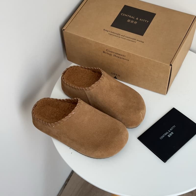 Сандалии CENTRAL&KITTY Обувь в стиле Birkenstock Слипоны Утолщенный с флисовой подкладкой Термический Резиновая подошва Тапочки с закрытым носом 5см Женский Каштановый - изображение 5