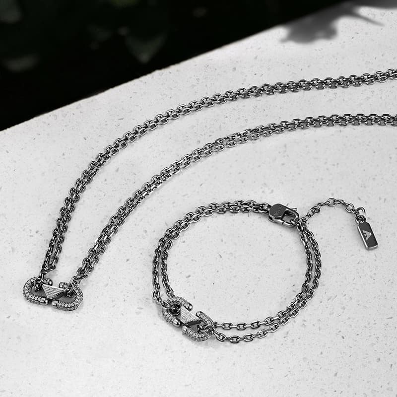 Ожерелье EMPORIO ARMANI Нержавеющая сталь Мужское ожерелье Металлический серый - изображение 4