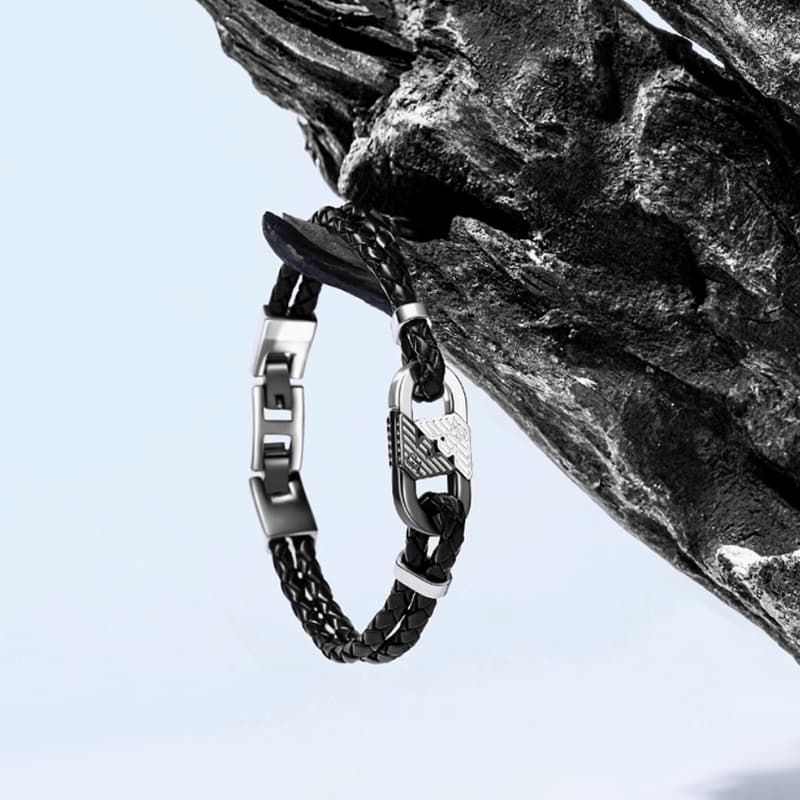 Браслет EMPORIO ARMANI Натуральная кожа Браслеты Мужской Черный - изображение 6