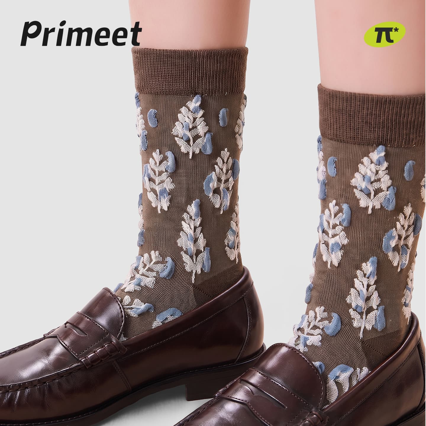 Носки PRIMEET Ancient Flower Pattern 4 Pack Women's Crew Socks PRIMEET Ancient Flower Pattern 4 Пачка Женские Носки до Голени - изображение 2