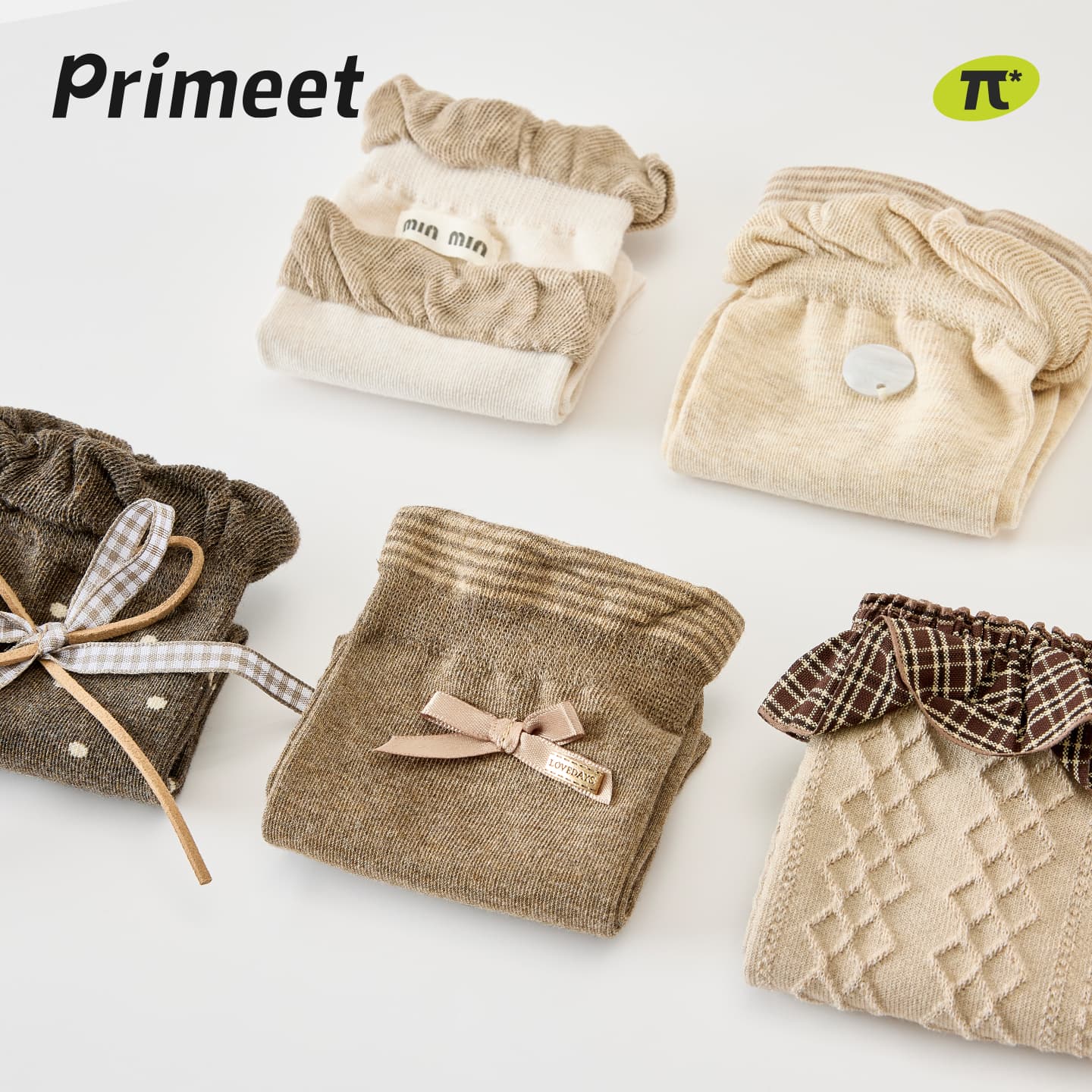 Носки PRIMEET Forest Стиль Молочный кофейный 5 пар Женские Высокие носки - изображение 3