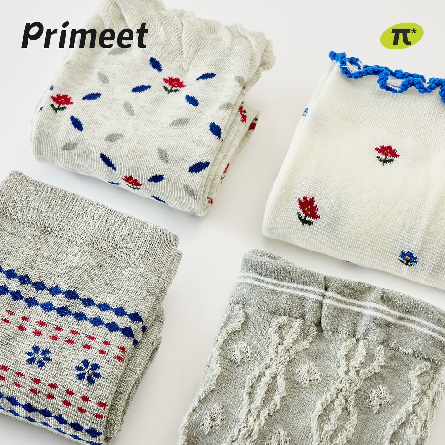 Носки PRIMEET Светлый узор Цветок 4 шт Женские Высокие носки - изображение 3
