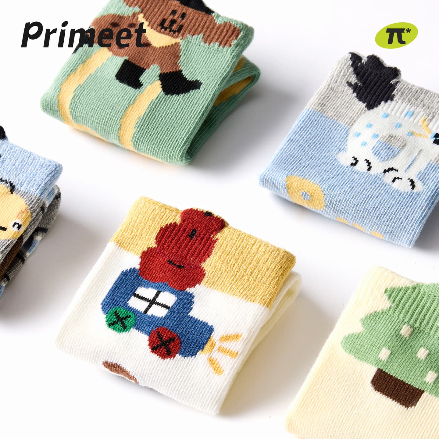 PRIMEET Adventure Animals 5 Pack Kids Socks PRIMEET Приключение Животные 5 пар Детские носки - изображение 2
