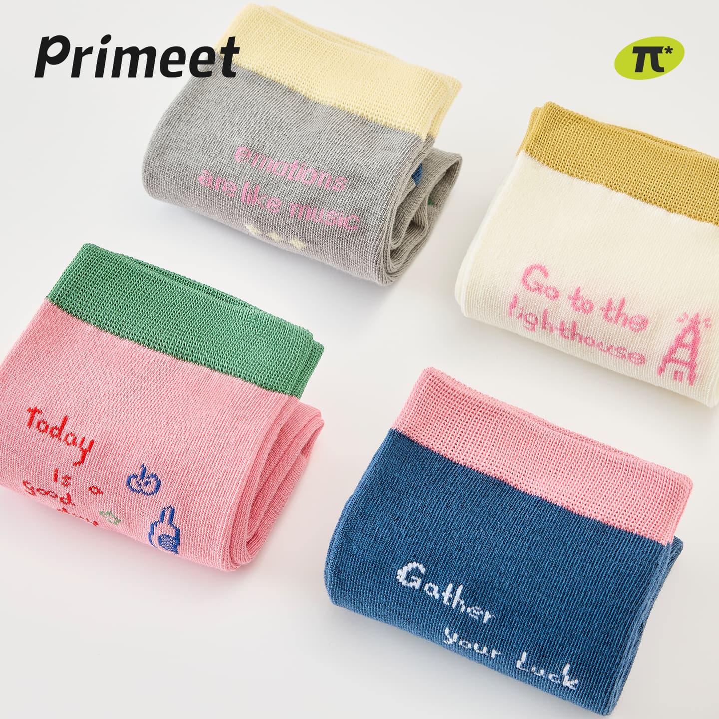Носки PRIMEET Colored Надпись 4 шт Женские Высокие носки - изображение 3
