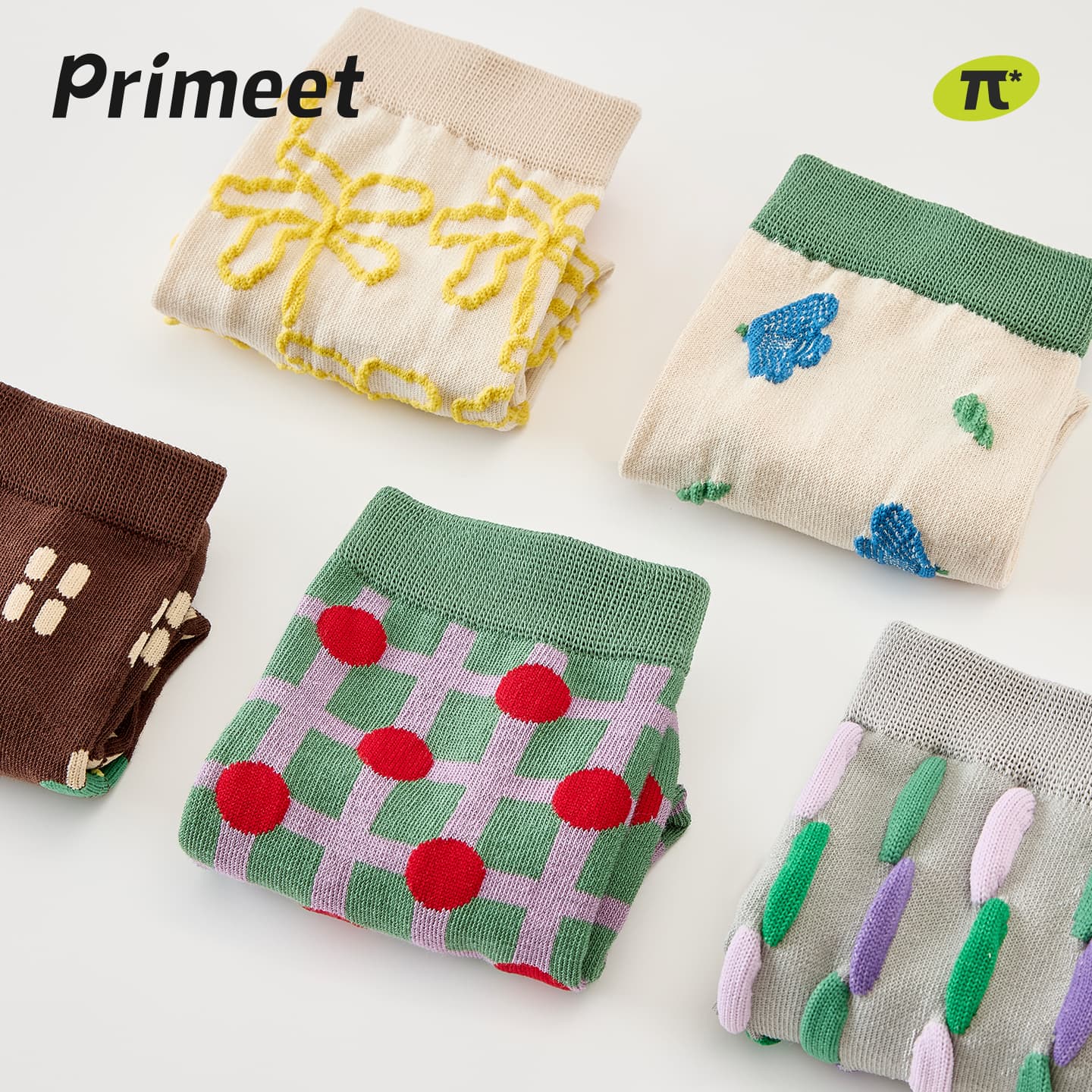Носки PRIMEET Многоцветный Парча 5 пар Женские Высокие носки - изображение 3