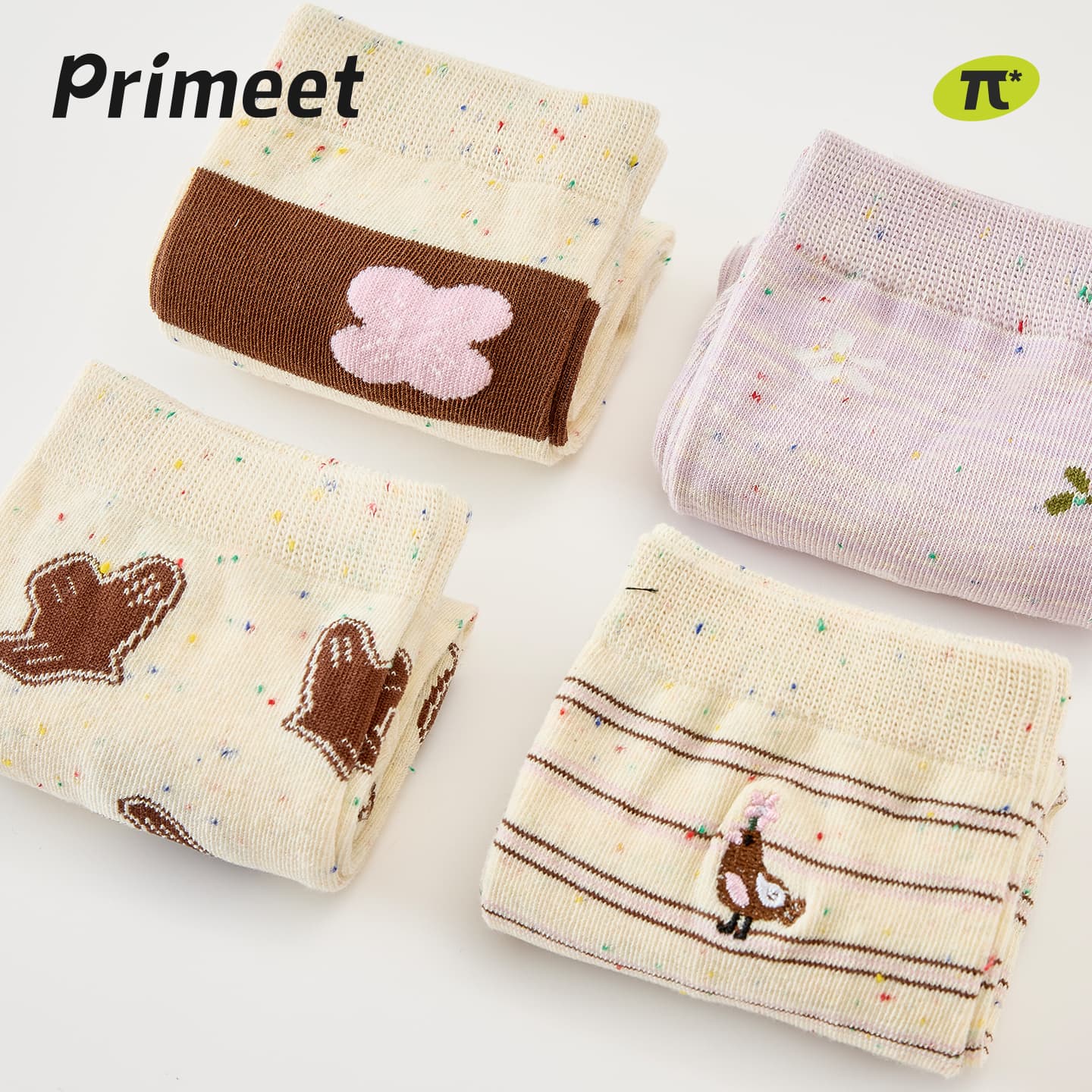 Носки PRIMEET Цветочный Узор Пряжа 4 Пачка Женские Высокие носки - изображение 3