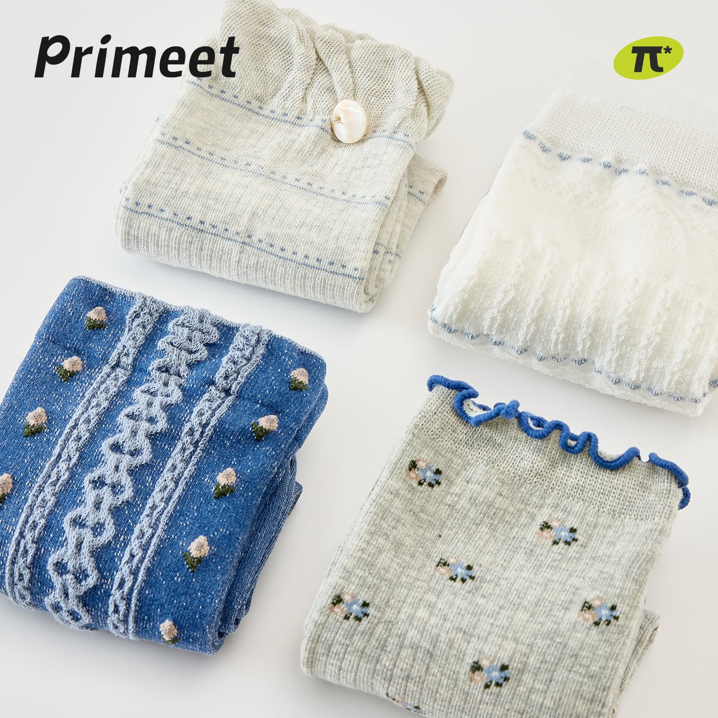 Носки PRIMEET Maris Sal Pick Синий 4 пачки Женские носки Crew - изображение 3