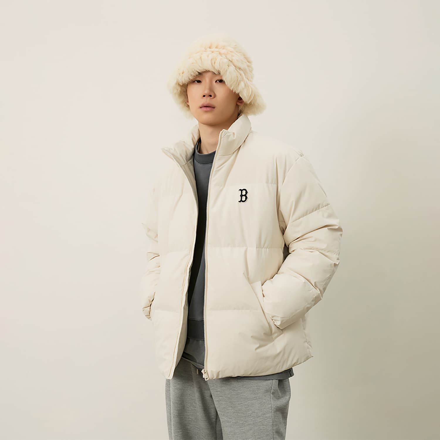 Зимняя куртка MLB Boston Red Sox Basic Collection FW24 Пуховик Унисекс Темный Кремовый - изображение 5