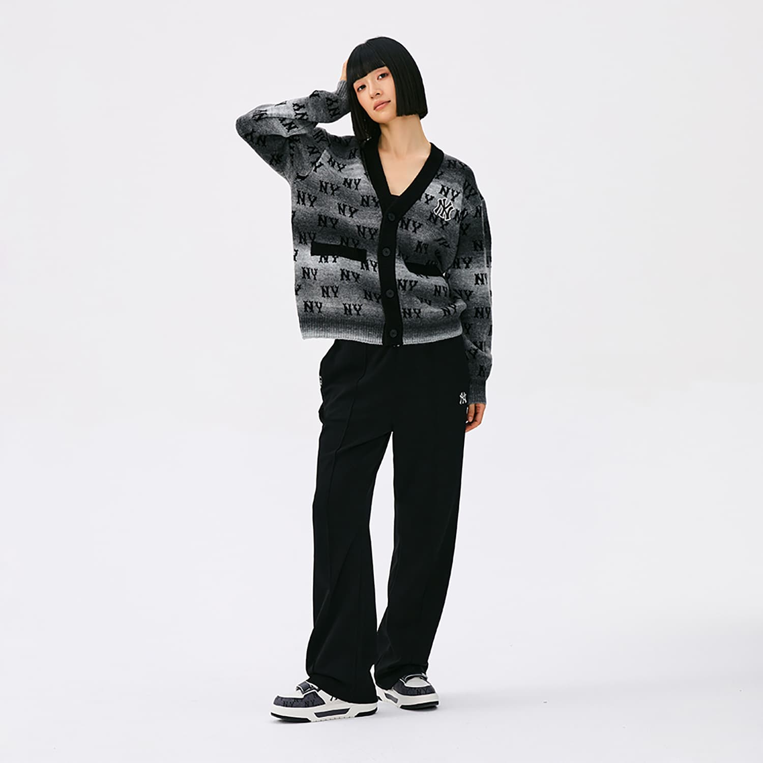 Штаны MLB New York Yankees Basic Collection 25FW Повседневные штаны Женские Стандартные Черные - изображение 6