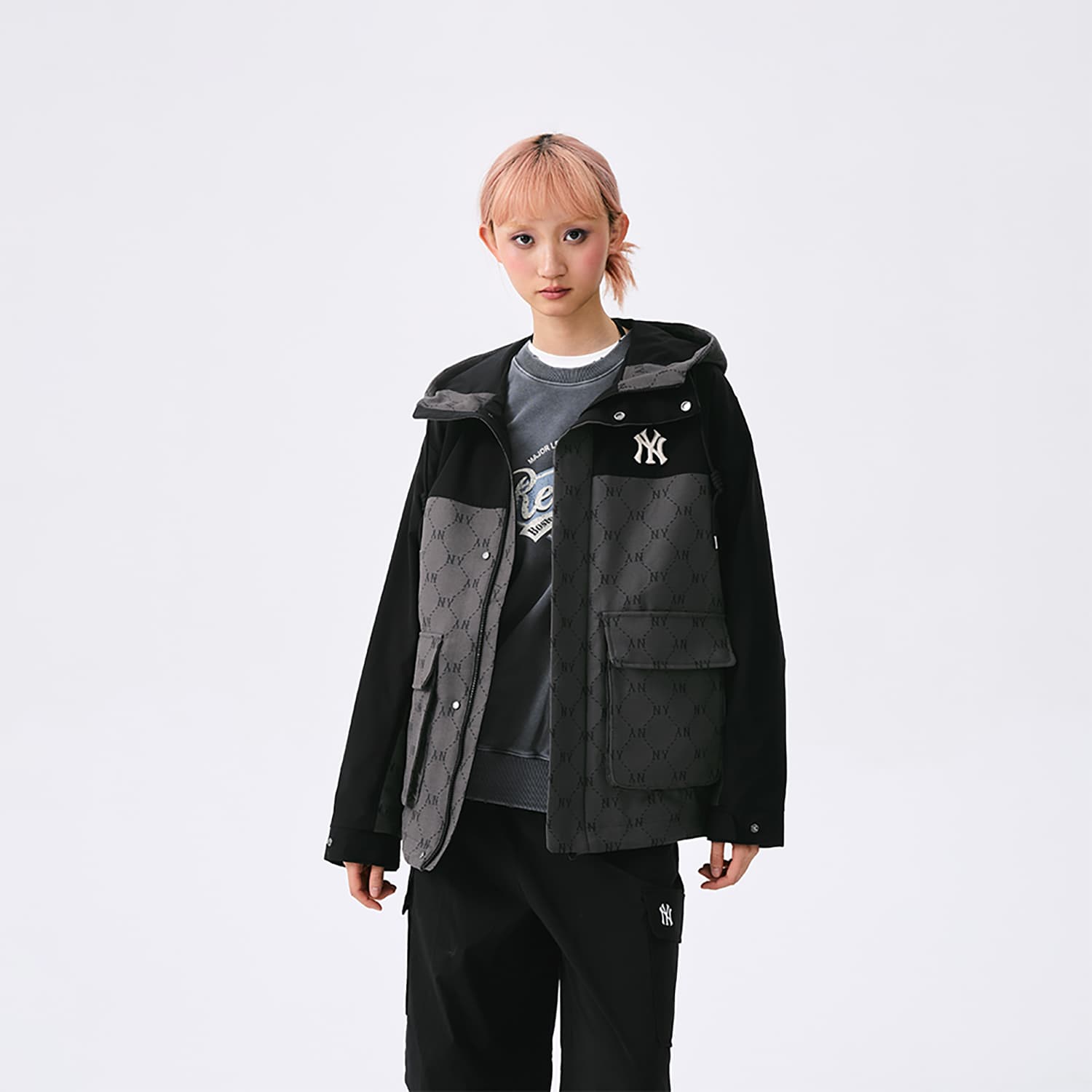 Куртка MLB MONOGRAM SS25 Куртка Унисекс Темно-Угольный Серый - изображение 7