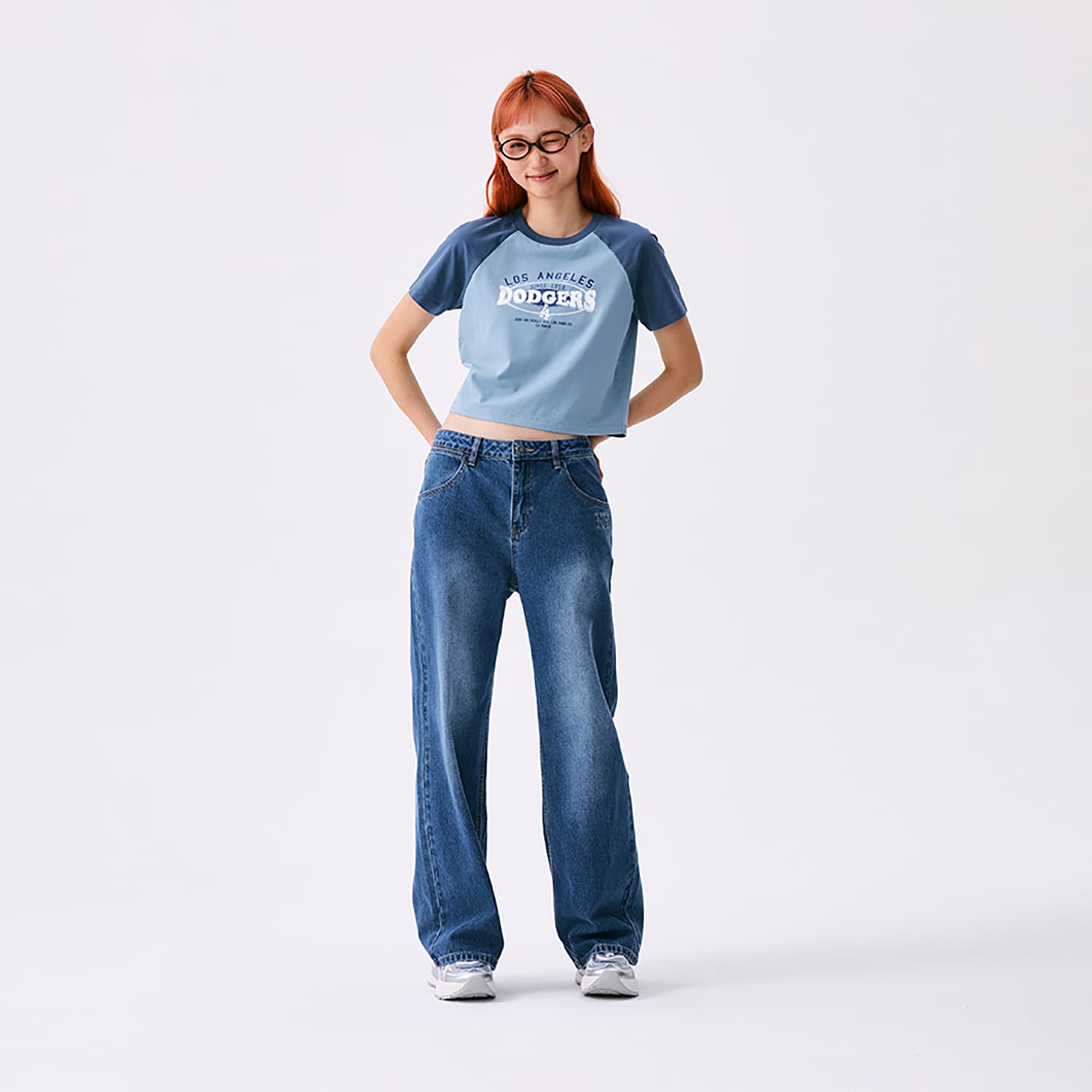 Футболка MLB Preppy Style Collection Los Angeles Dodgers SS25 Реглан T-Рубашка Женская Светлая Джинсовая - изображение 7