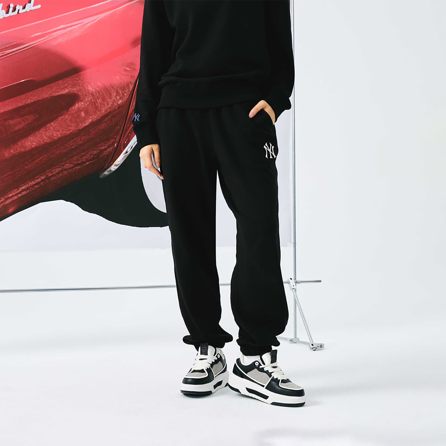 Штаны MLB New York Yankees Basic Collection 24FW Вязаные тренировочные штаны унисекс черные - изображение 4