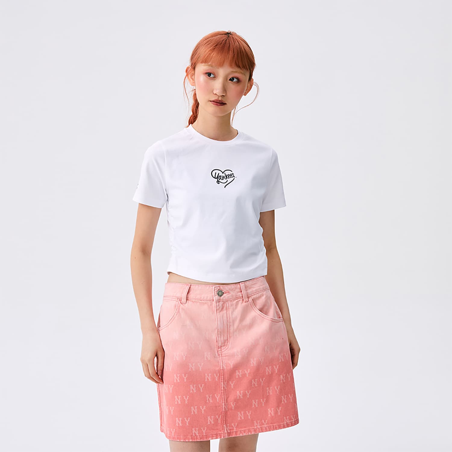 Футболка MLB Heart New York Yankees T-рубашка Женская Экрю - изображение 4