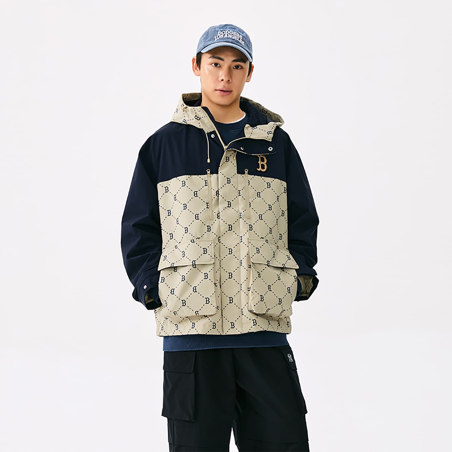 Куртка MLB MONOGRAM Коллекция Boston Red Sox 25FW Куртка Унисекс Стандартный размер Песок - изображение 5