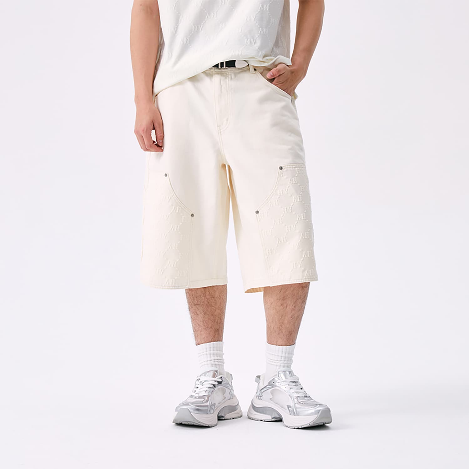 Джинсовые шорты MLB MONOGRAM SS25 Джинсовые шорты Мужские Белые - изображение 6