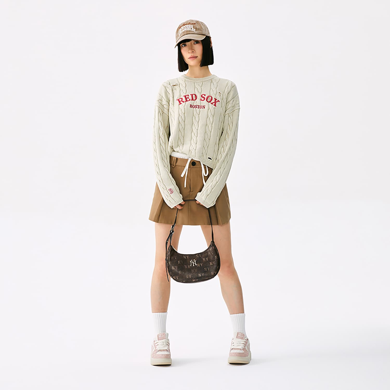 Кардиган MLB Preppy Style Collection Boston Red Sox 25FW Свитер Женский Светлый Песочный - изображение 8