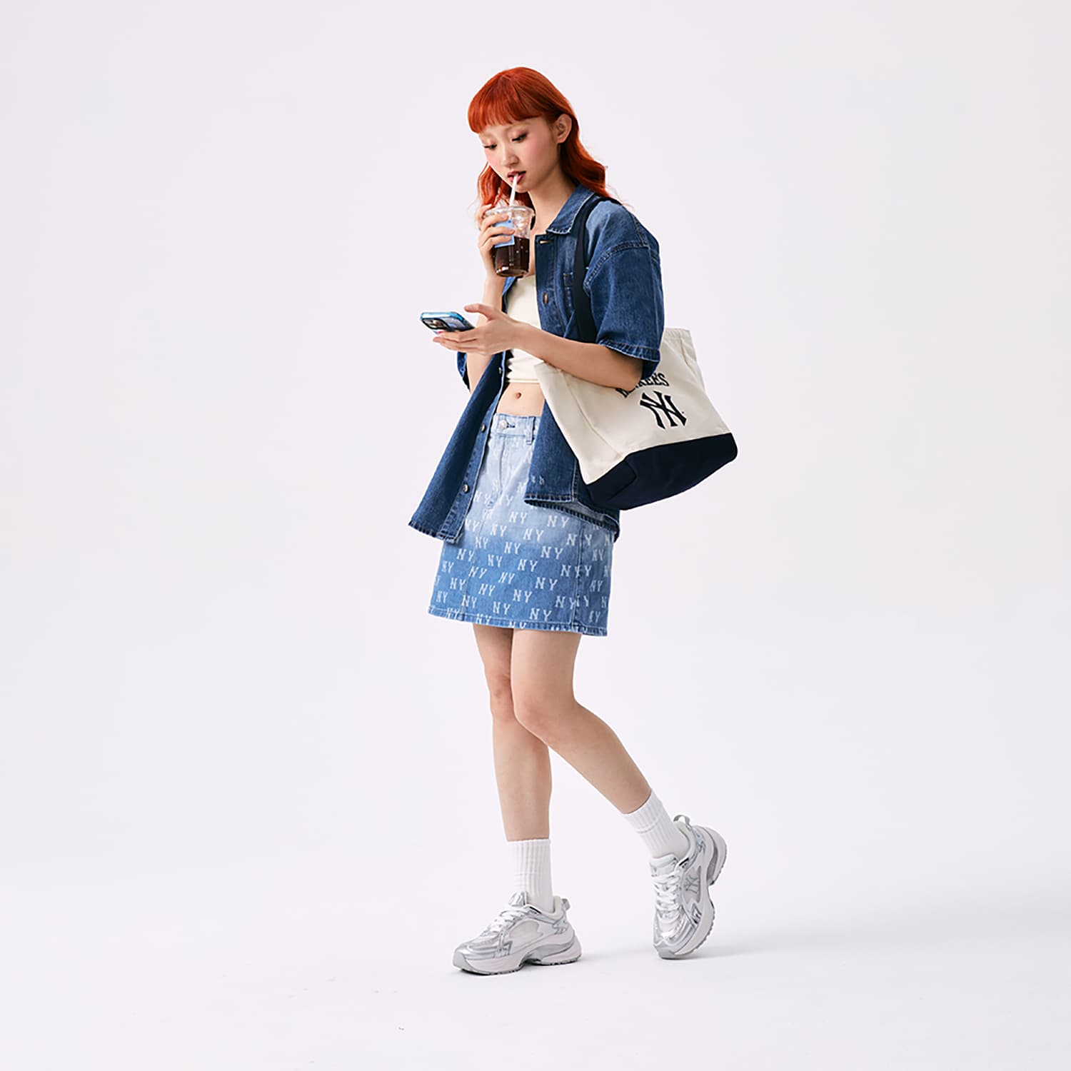 MLB MONOGRAM SS25 Джинсовые короткие юбки Женские Индиго - изображение 7