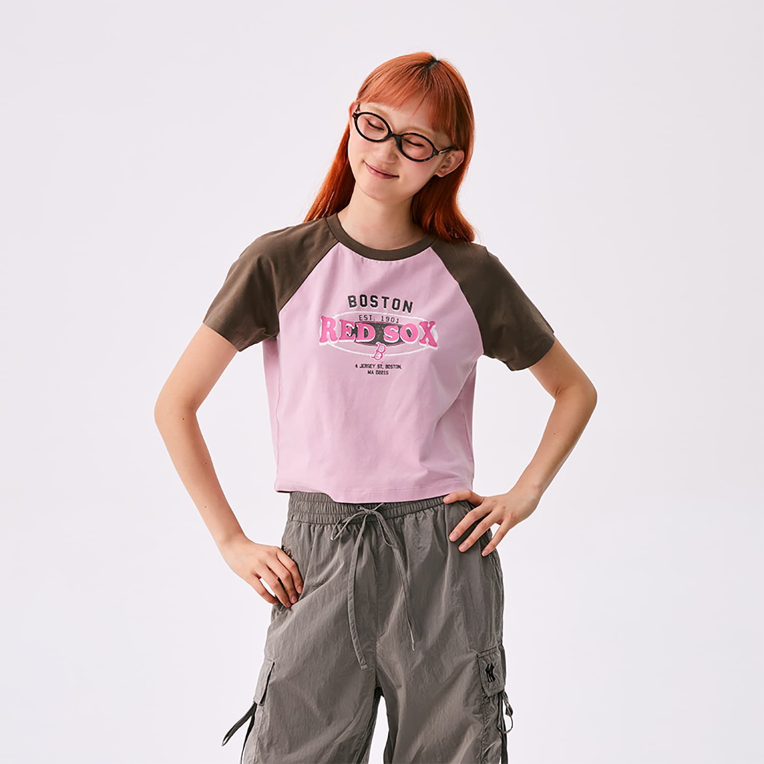 Футболка MLB Preppy Style Collection Boston Red Sox SS25 Реглан T-Рубашка Женская Розовая - изображение 4