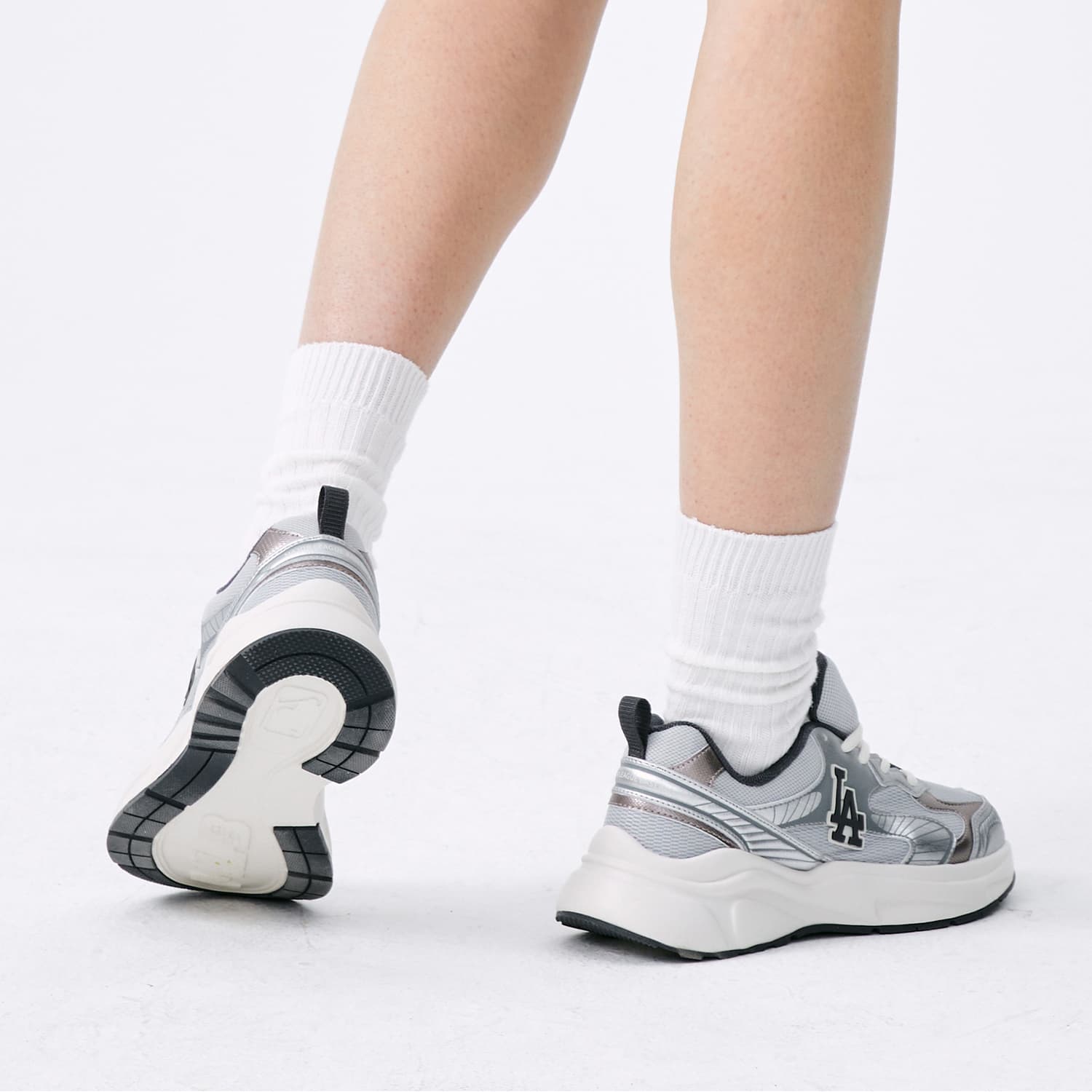 Кроссовки для бега MLB Chunky Jogger Low Топ Повседневные беговые кроссовки Унисекс Светло-серый - изображение 6
