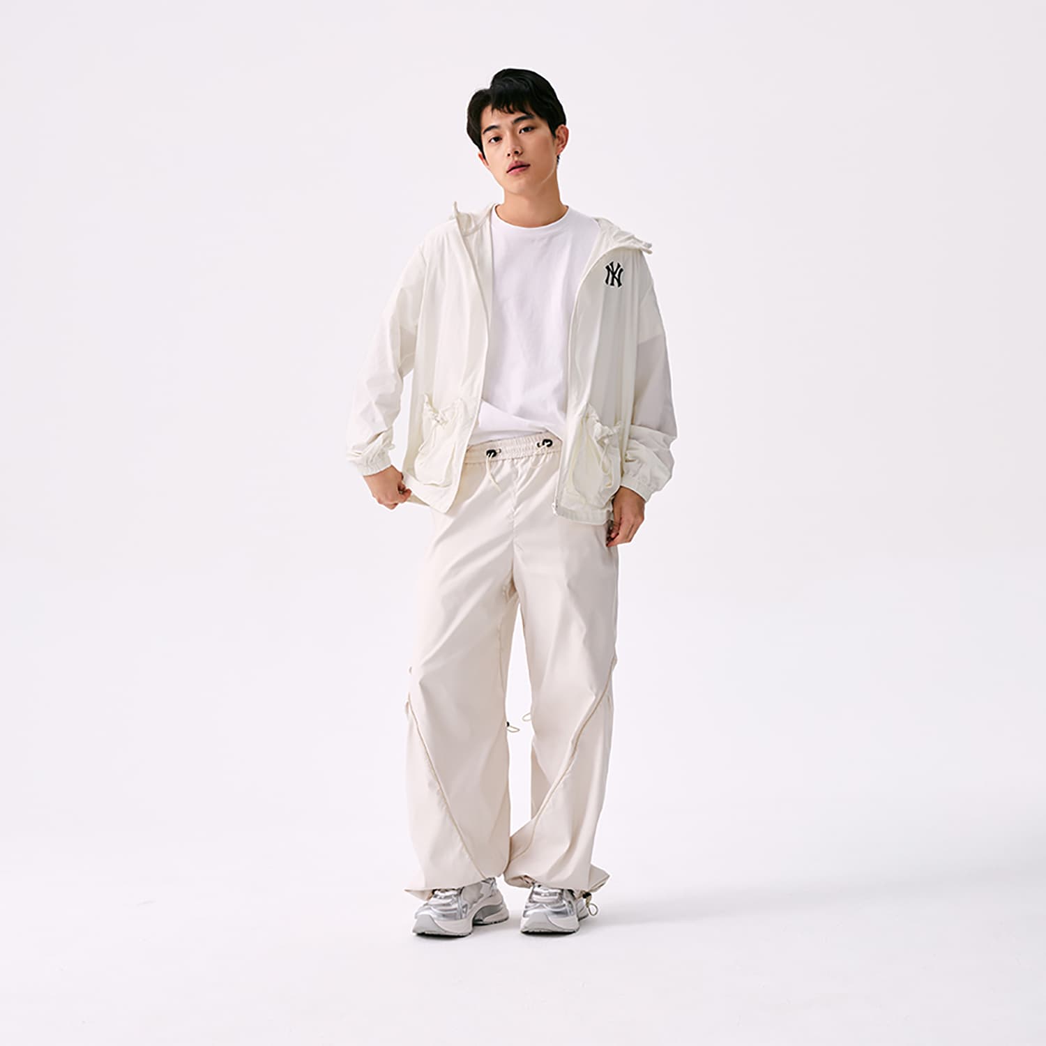 Куртка mlb New York Yankees Basic Collection SS25 Ветрозащитный Куртка Унисекс Сливочный - изображение 6