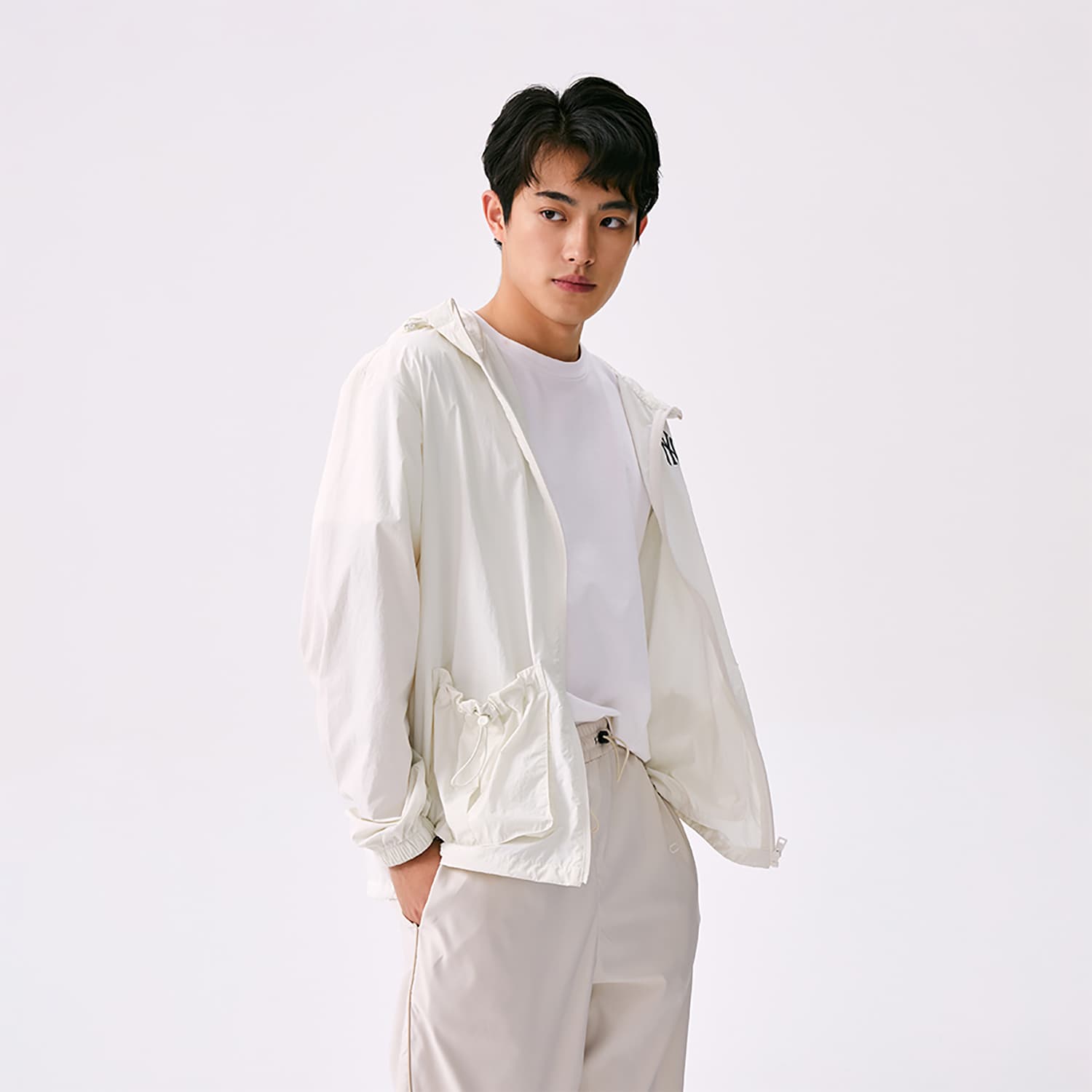 Куртка mlb New York Yankees Basic Collection SS25 Ветрозащитный Куртка Унисекс Сливочный - изображение 5