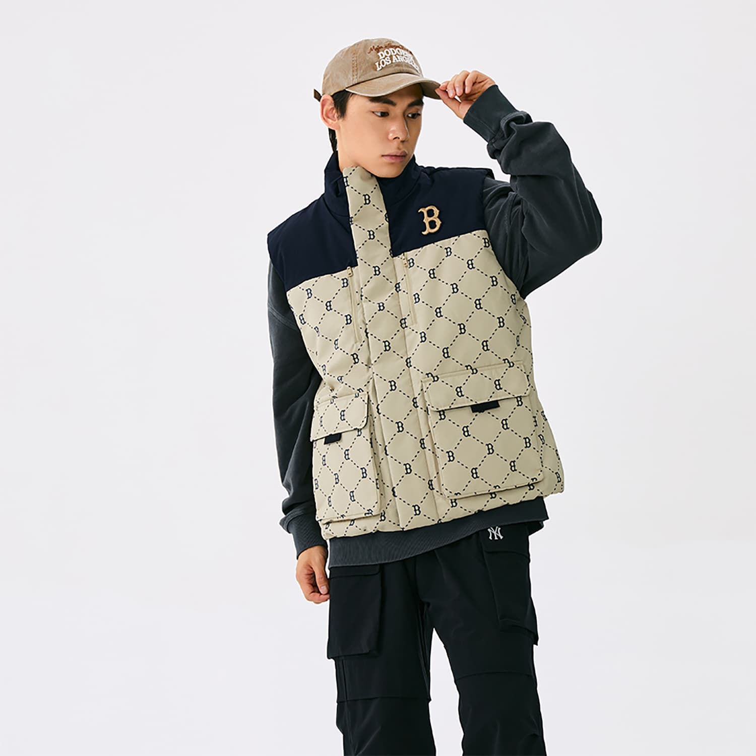 Куртка MLB MONOGRAM Коллекция Boston Red Sox Пуховый жилет Унисекс - изображение 4