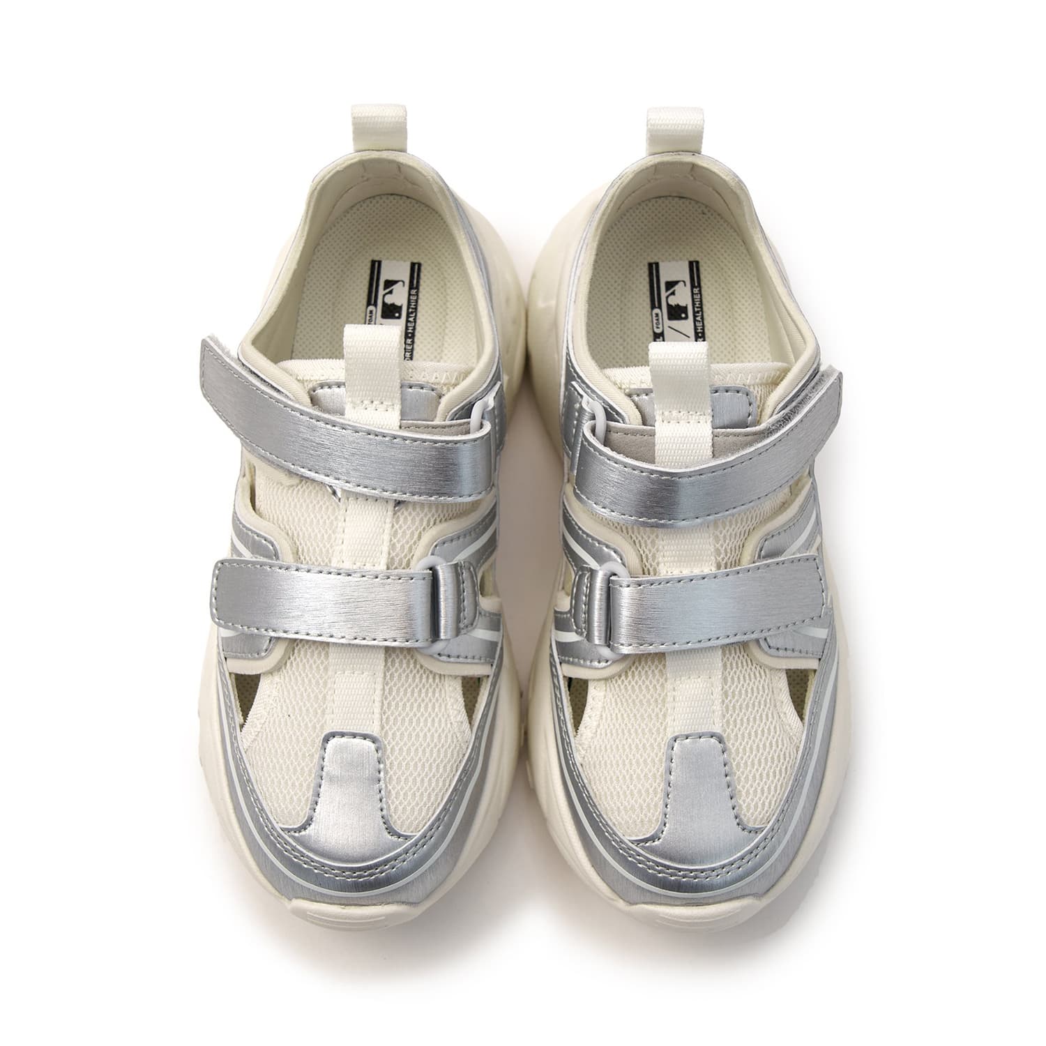 Кроссовки Mlb Base Logo Нью-Йорк Янкис Синтетическая кожа Low Топ Kids Lifestyle Shoes Серебряный Детский - изображение 5