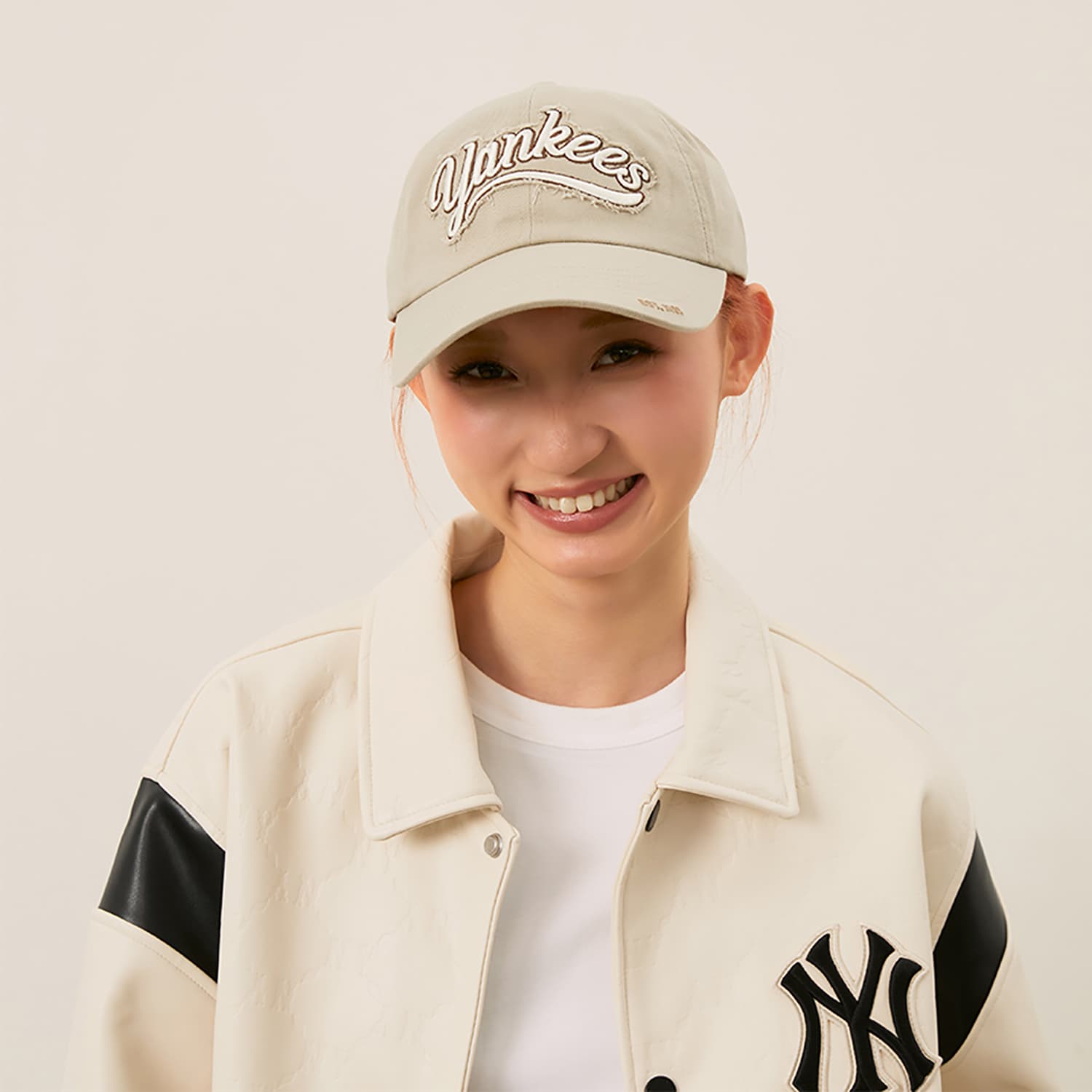 Кепка Бейсболка MLB Base Logo из хлопкового волокна для защиты от солнца унисекс цвет экрю - изображение 5