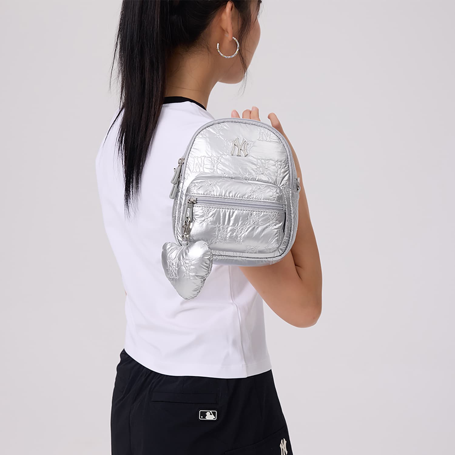 Рюкзак mlb Нью-Йорк Янкис Нейлон Рюкзаки Мини-версия Women's Silver - изображение 6