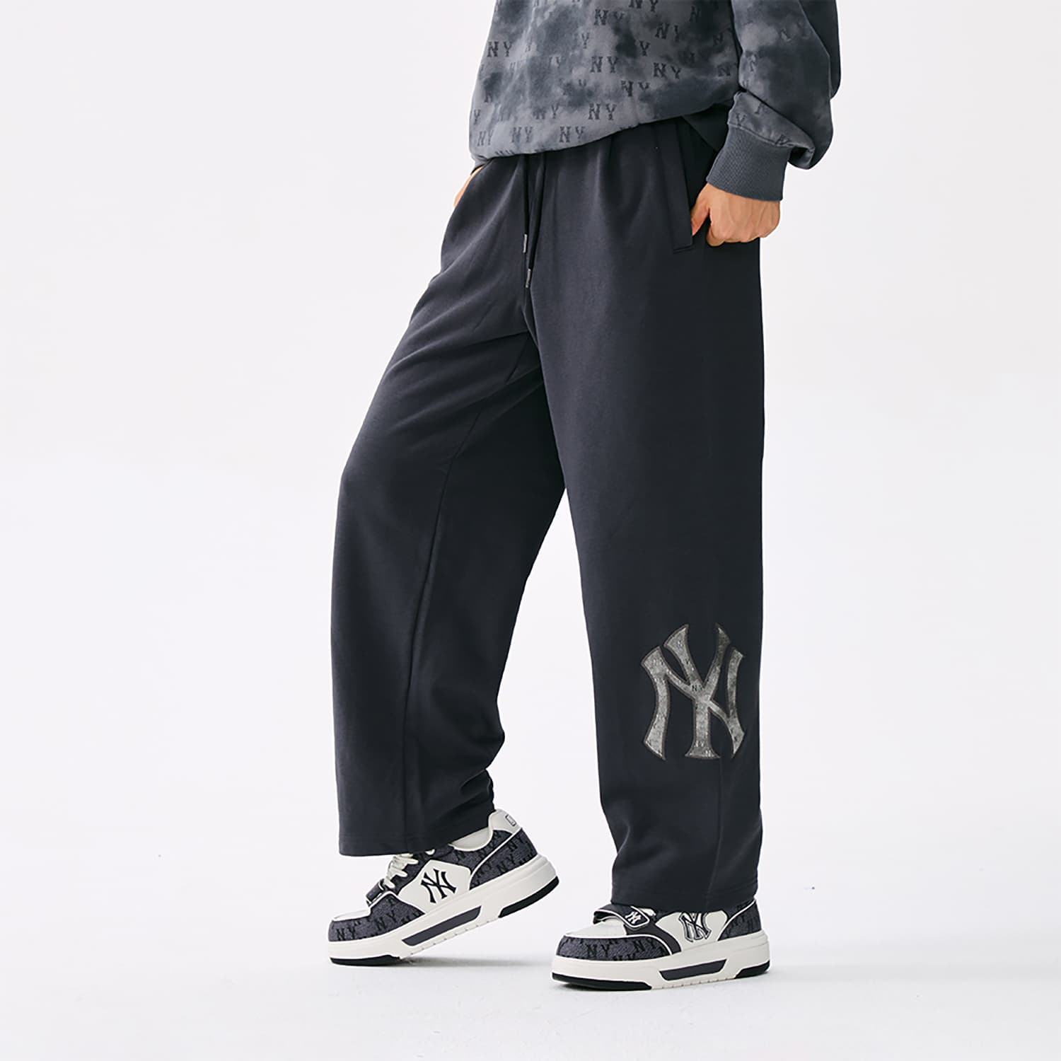 Штаны MLB MONOGRAM 25FW Повседневные штаны Унисекс Стандартный размер Угольный серый - изображение 4